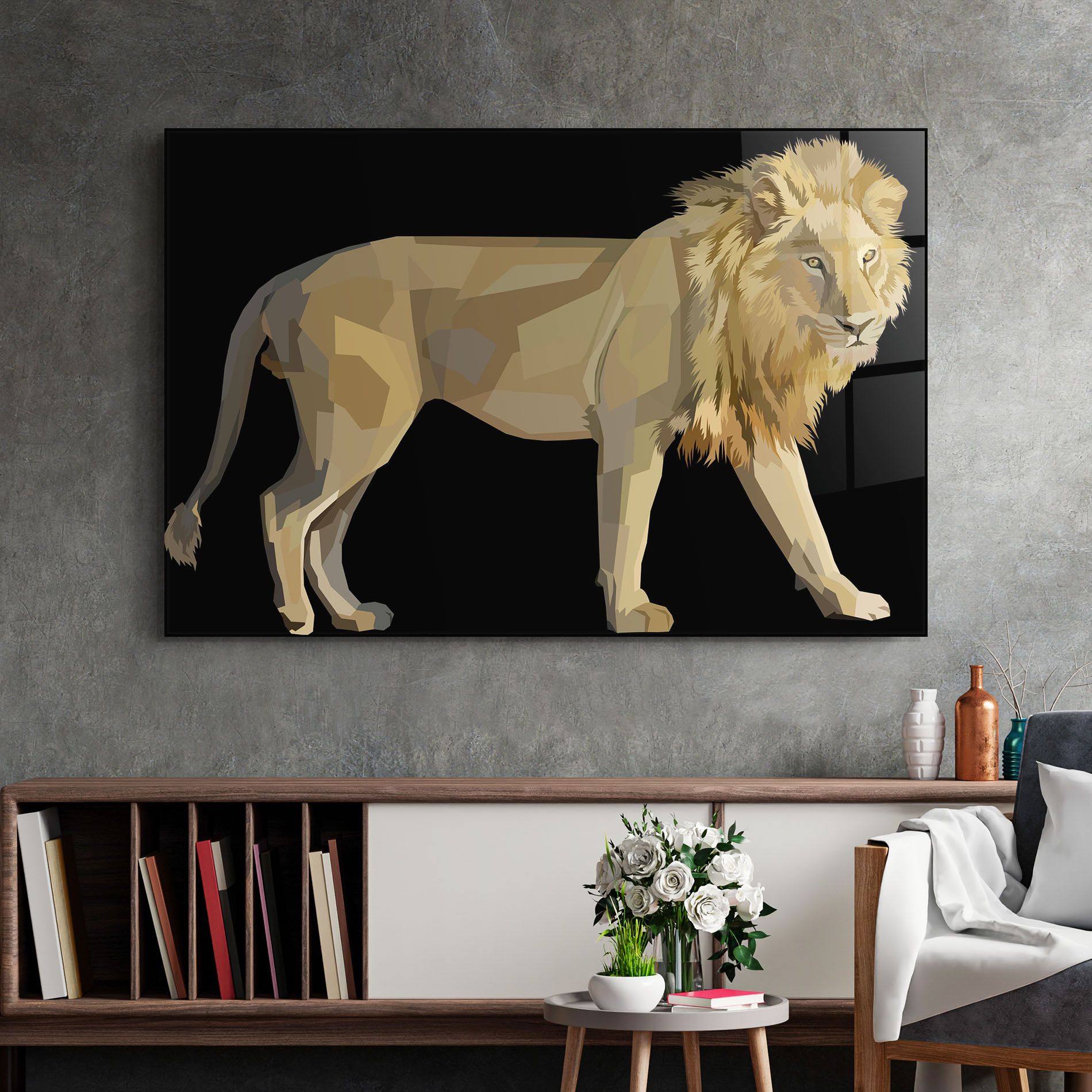 Lion Art On Black mockup 2