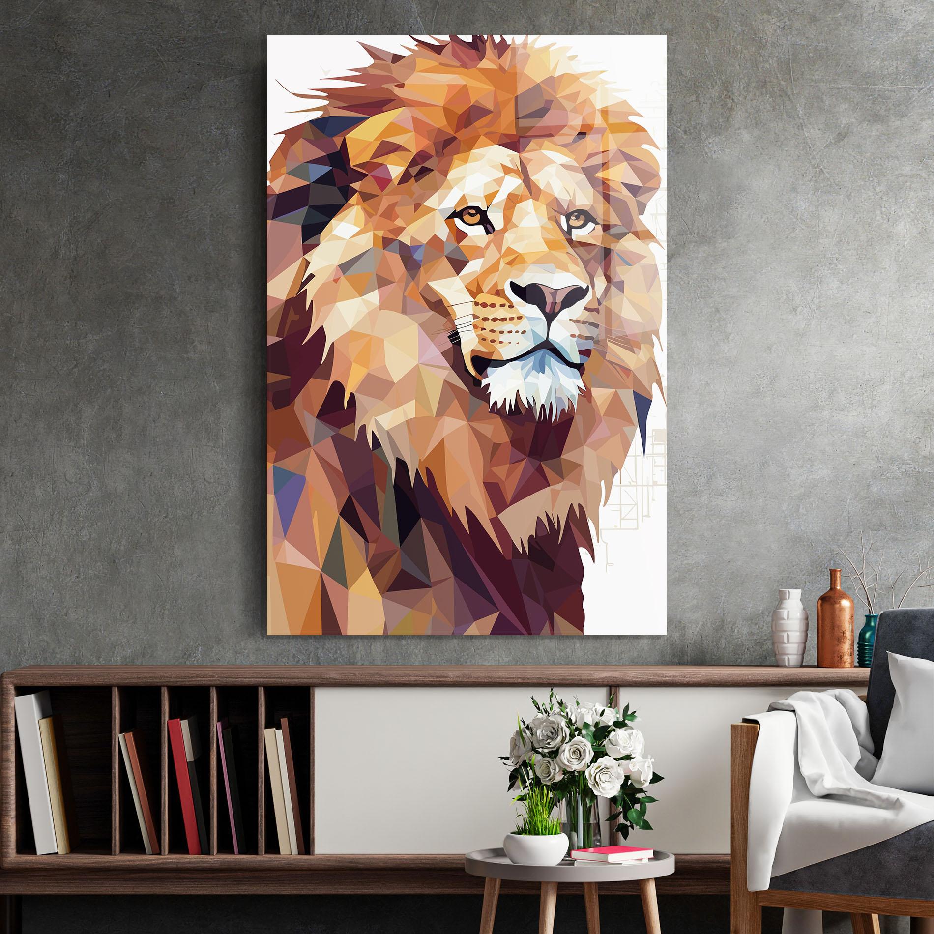 Tablou Sticla Artistic Lion Head mockup 2