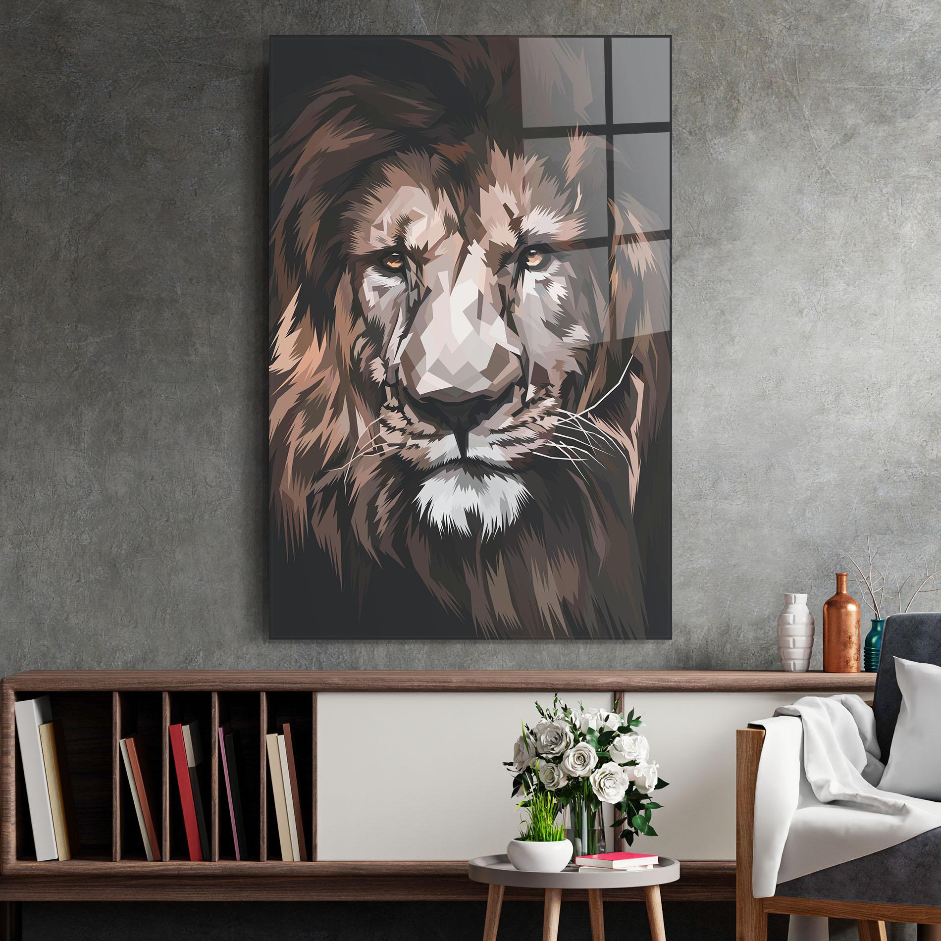 Tablou Sticla Lion Art Close Up mockup 2