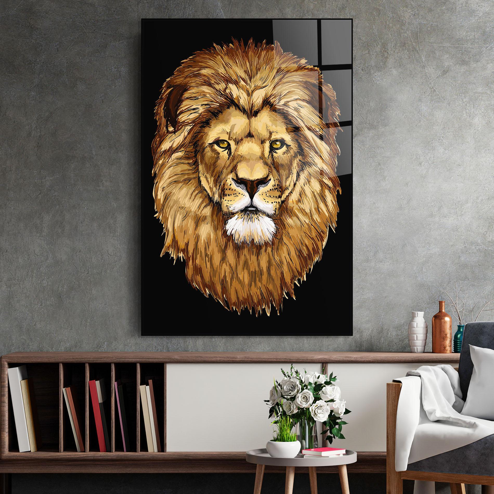 Tablou Sticla Lion Head mockup 2