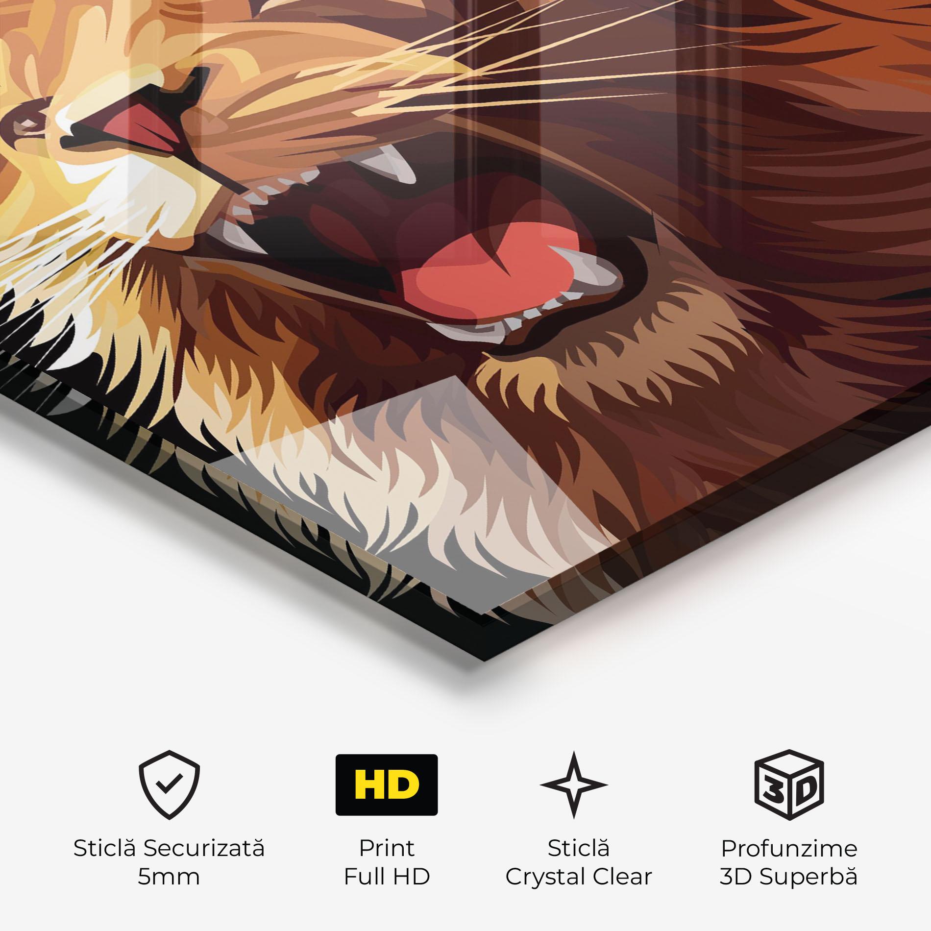 Tablou Sticla Angry Lion Head mockup 3
