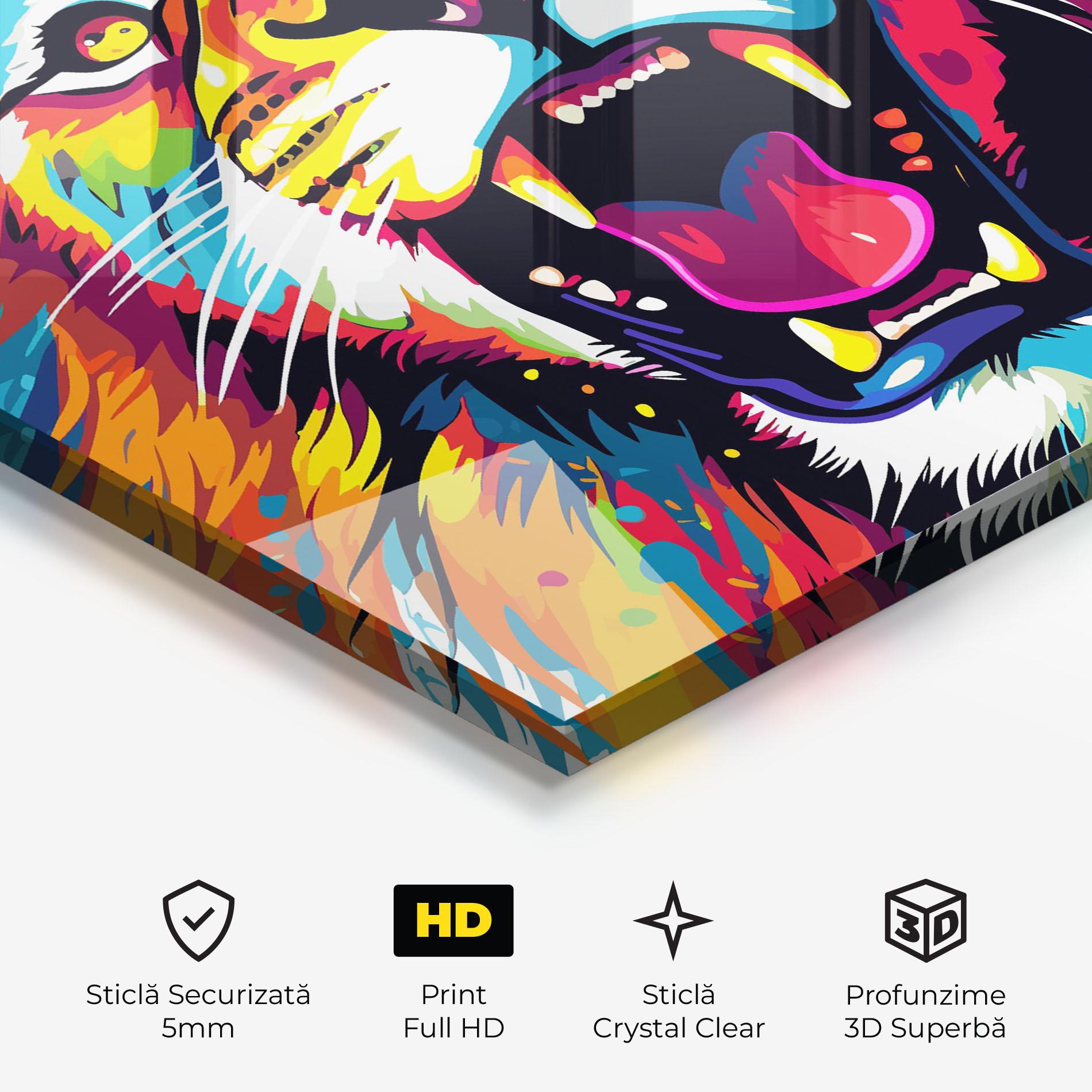 Tablou Sticla Angry Lion Mix mockup 3
