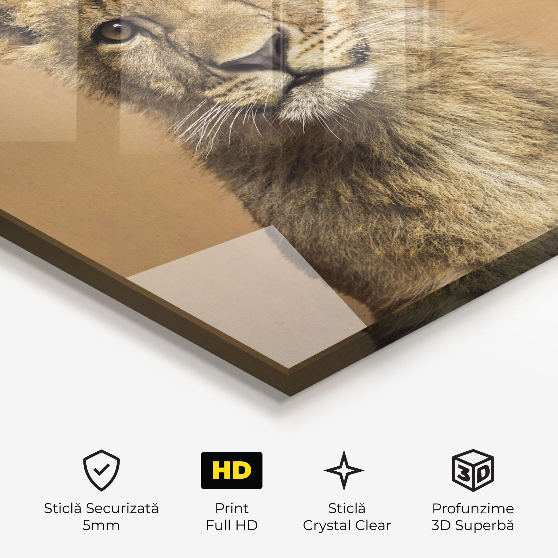 Tablou Sticla Baby Lion mockup 3