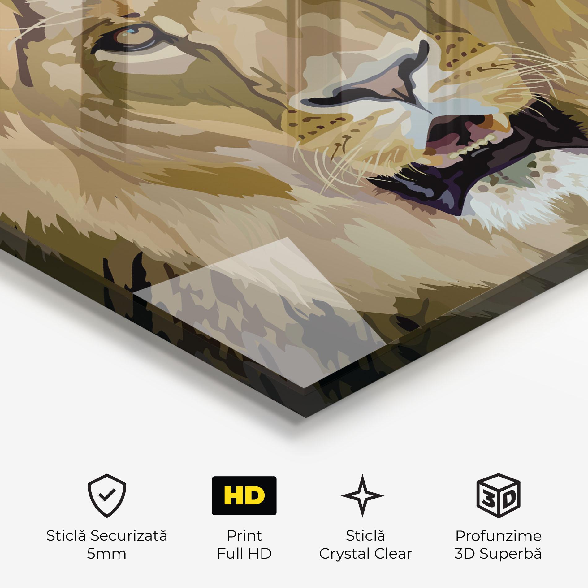 Tablou Sticla Beautiful Lion Art mockup 3