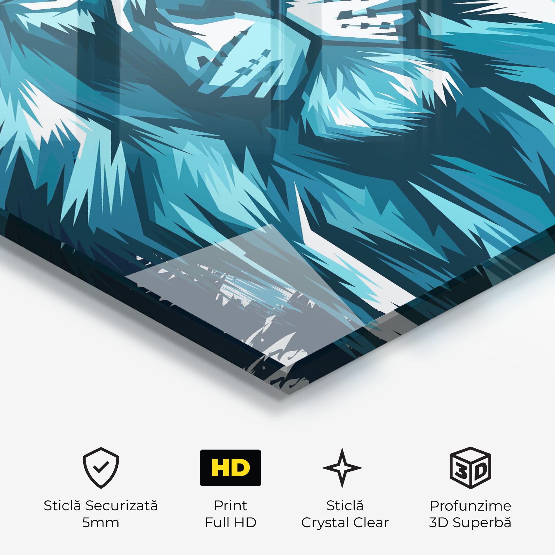 Tablou Sticla Blue Lion Head mockup 3