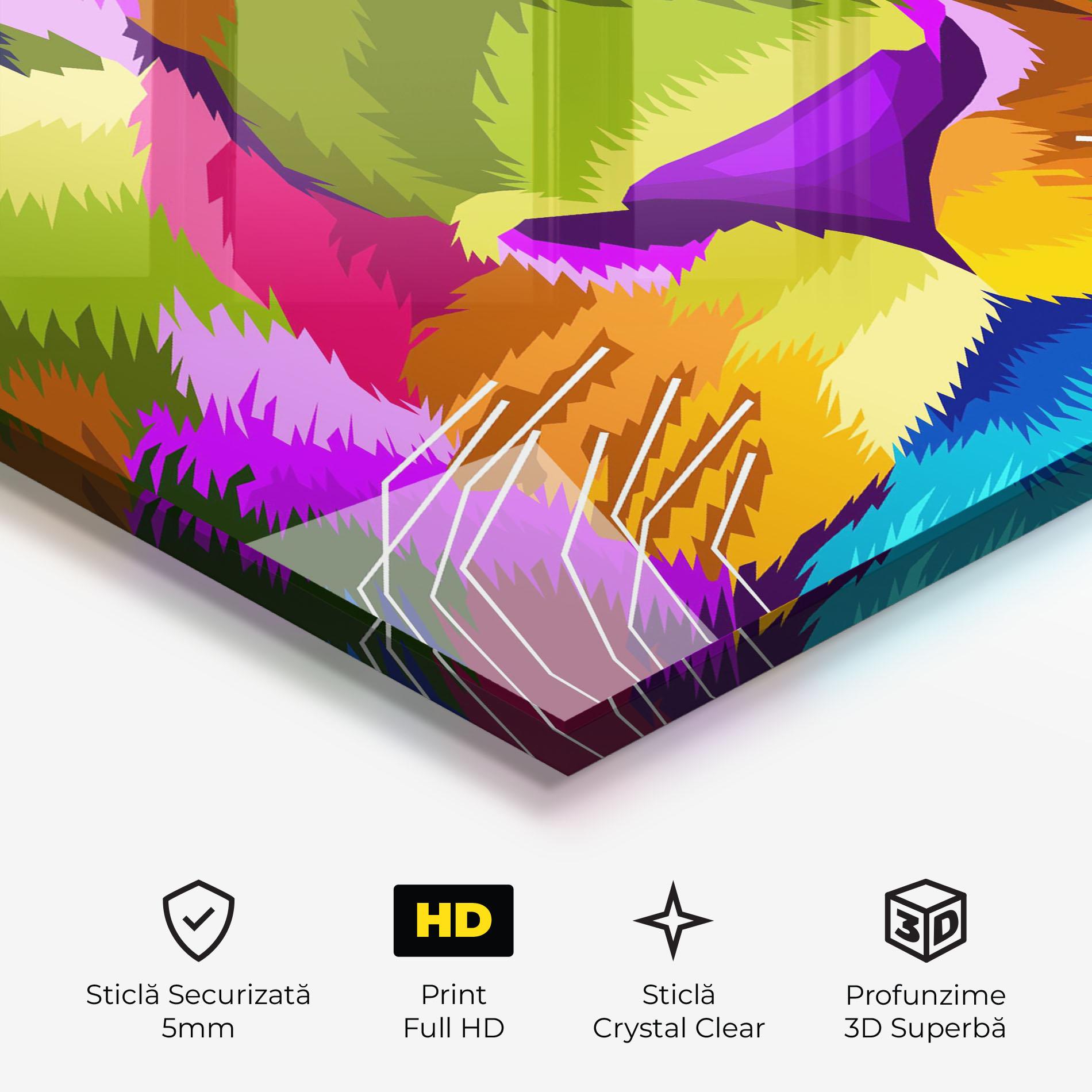 Tablou Sticla Color Lion Close Up mockup 3