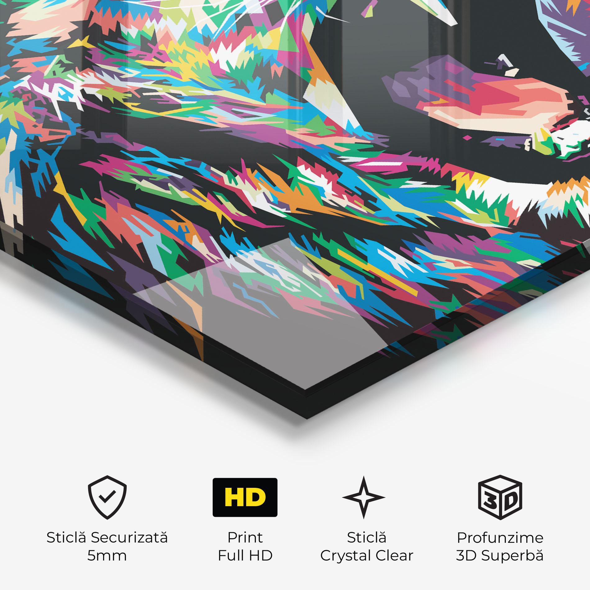 Tablou Sticla Green Blue Lion mockup 3