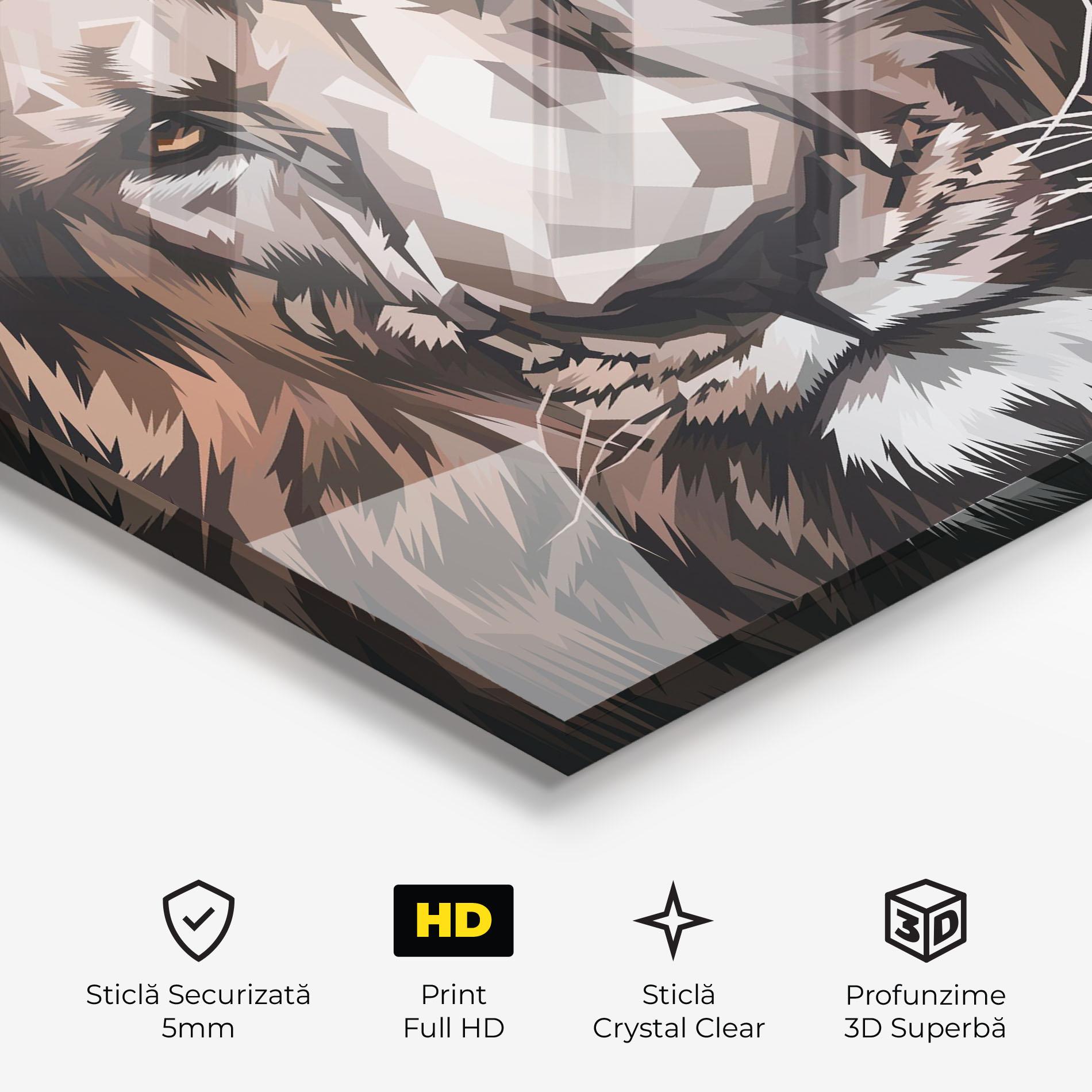 Tablou Sticla Lion Art Close Up mockup 3