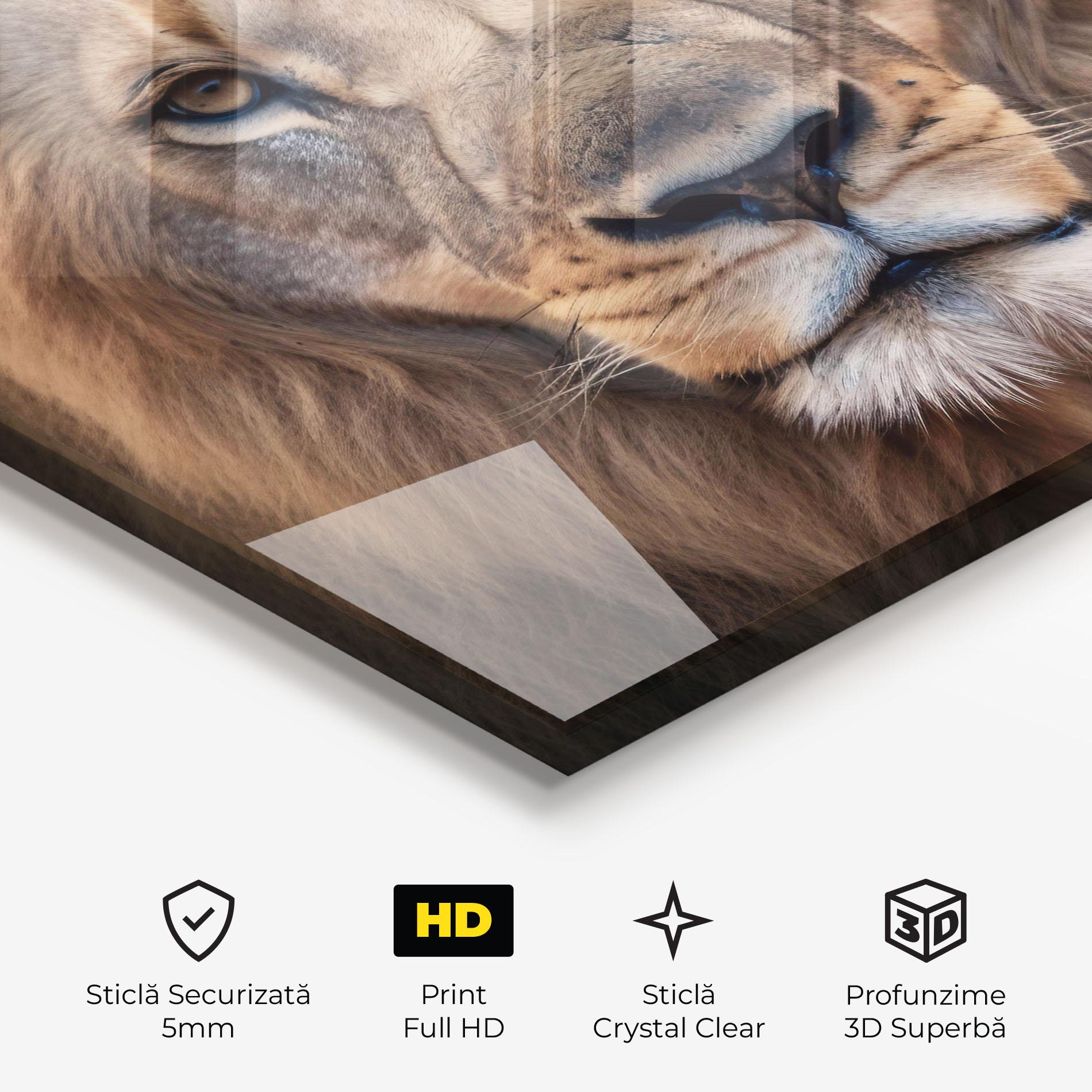 Tablou Sticla Wild Lion View mockup 3