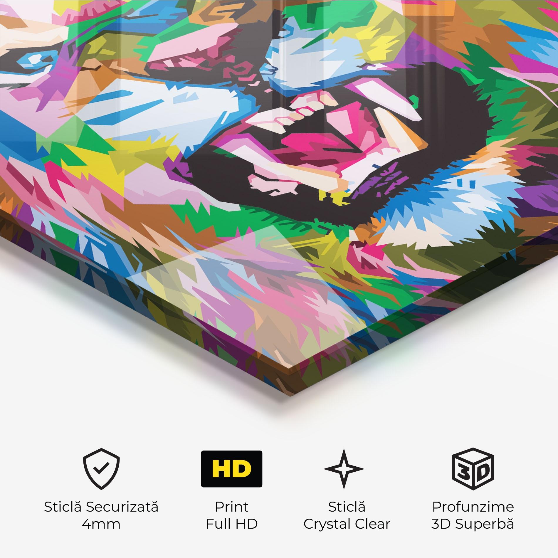 Tablou Sticla Angry Lion Eyes mockup 3