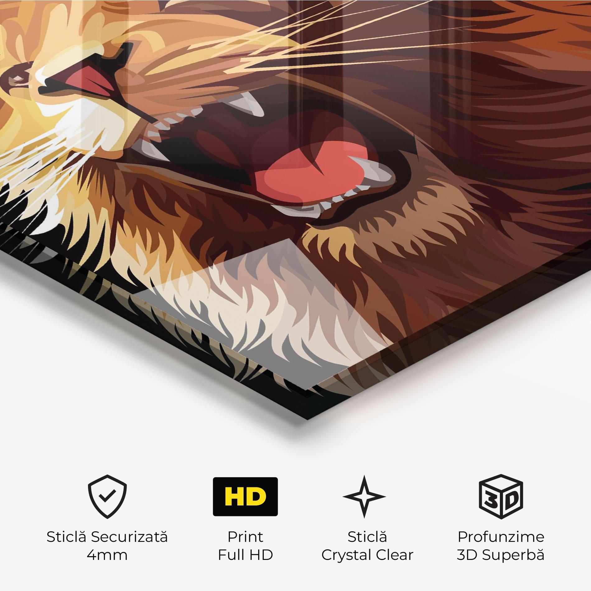 Tablou Sticla Angry Lion Head mockup 3