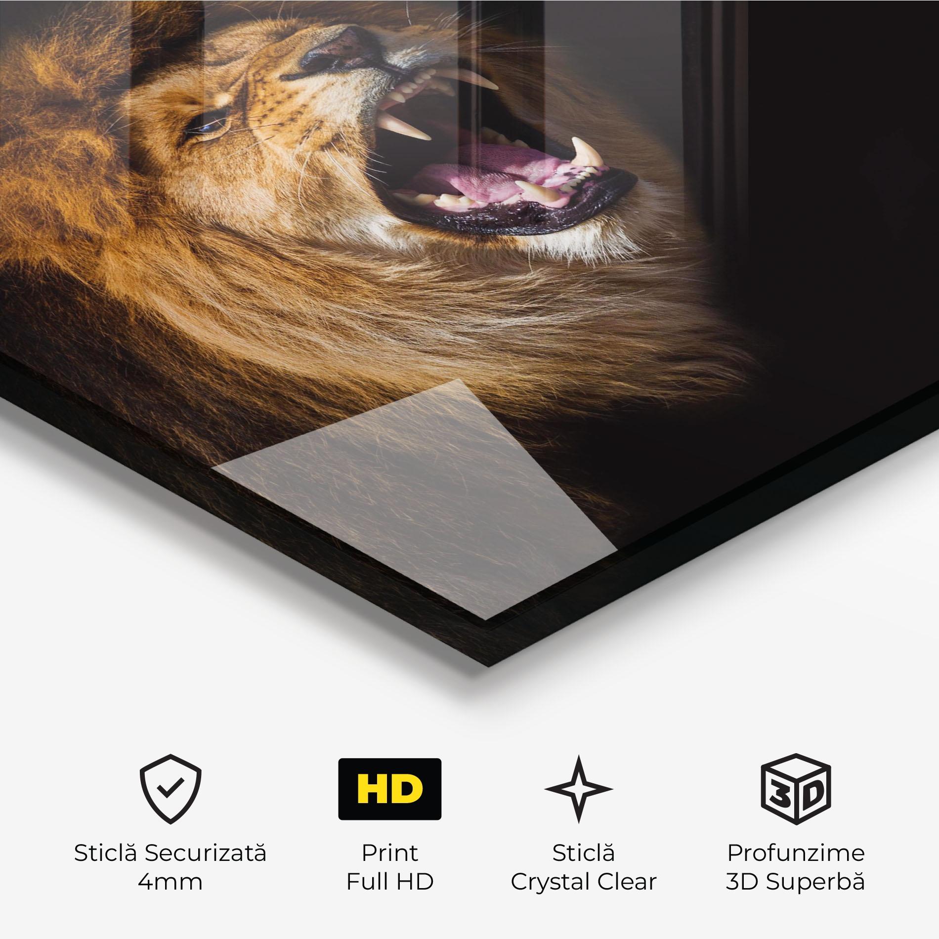 Tablou Sticla Beautiful Lion Portrait mockup 3