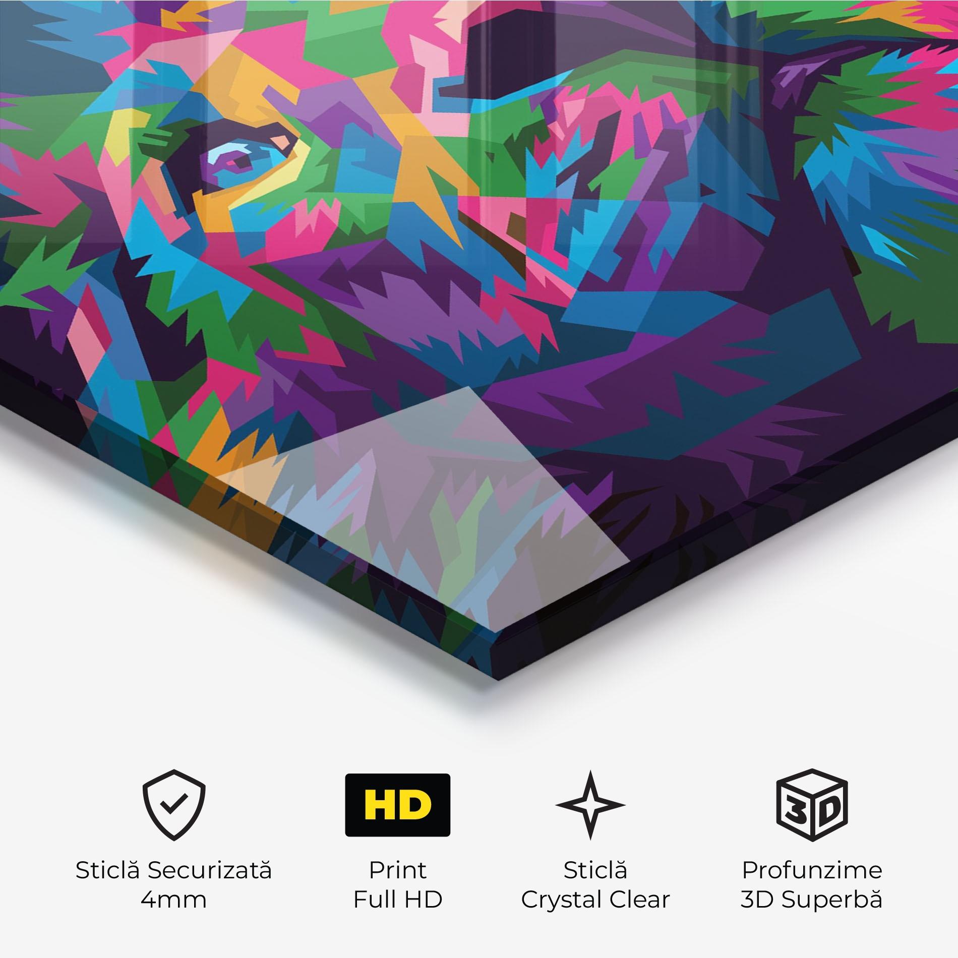 Tablou Sticla Cute Color Lion mockup 3