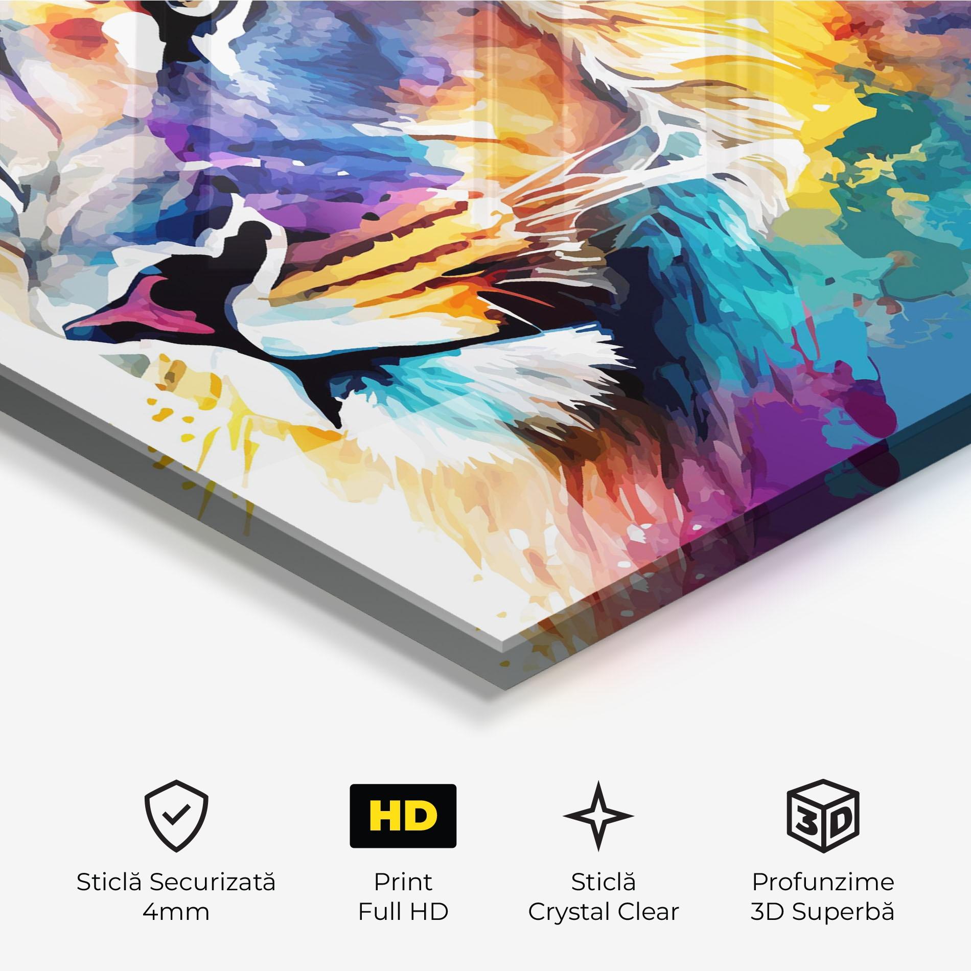 Tablou Sticla Vibrant Color Lion mockup 3