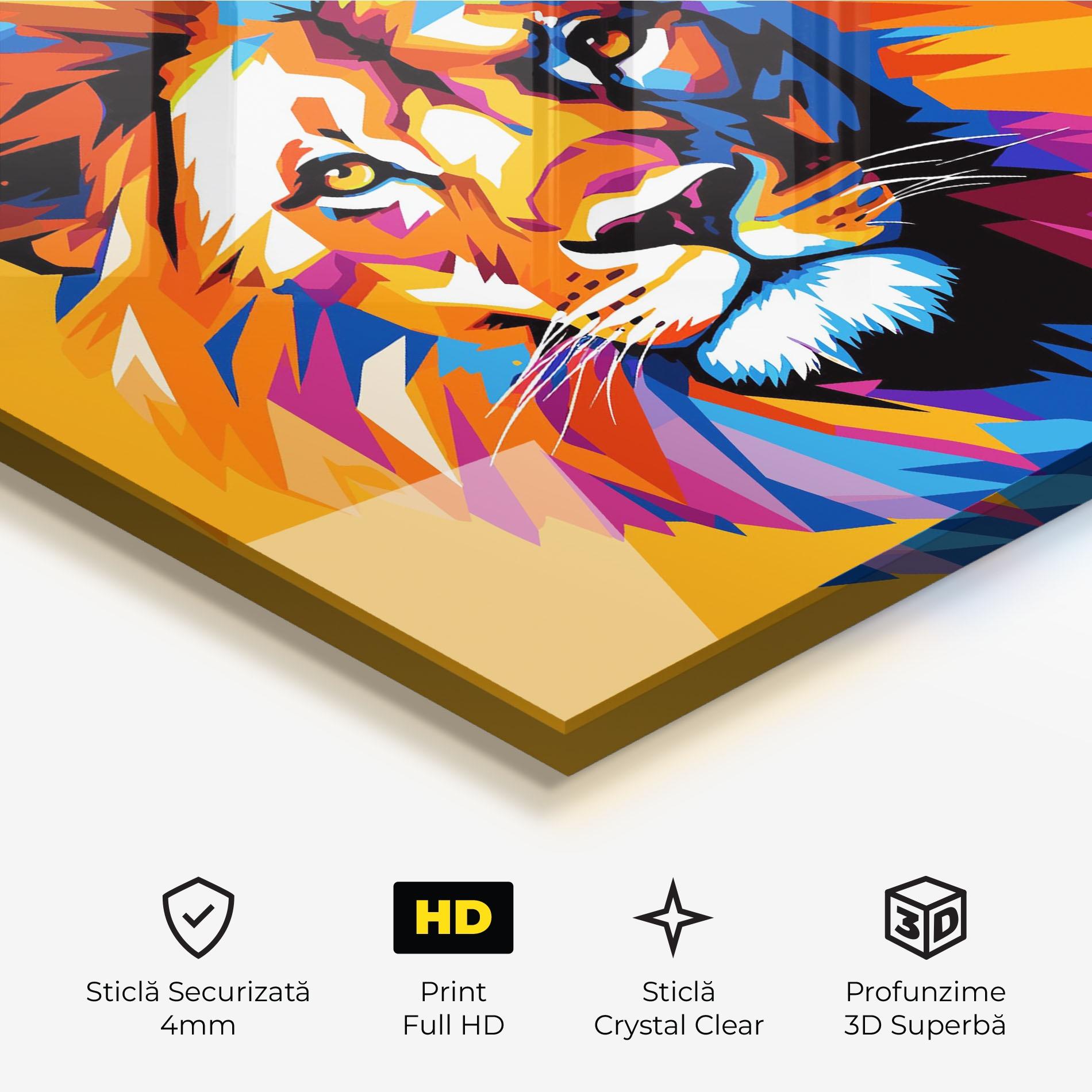 Tablou Sticla Yellow Black Lion mockup 3