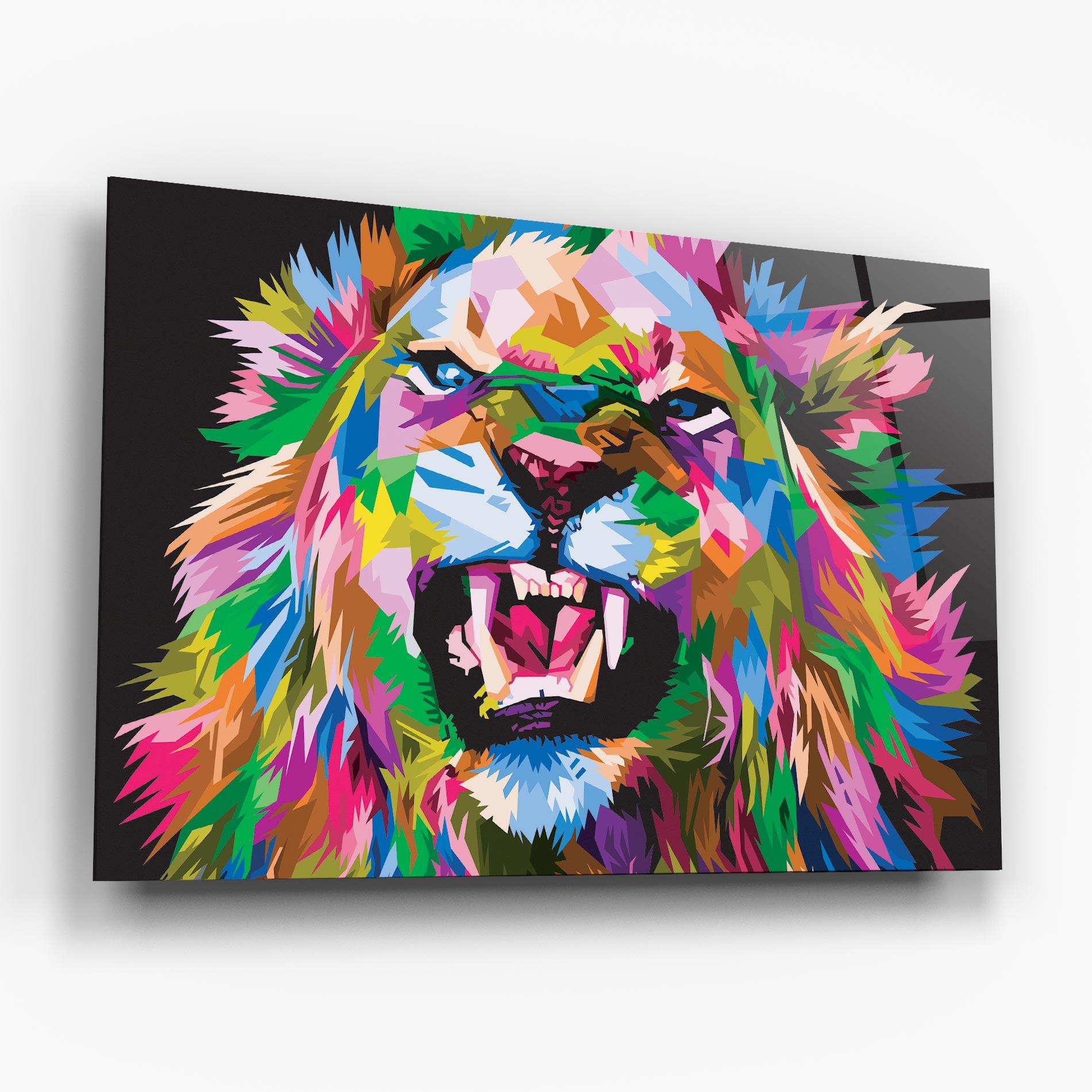 Tablou Sticla Angry Lion Eyes mockup 6