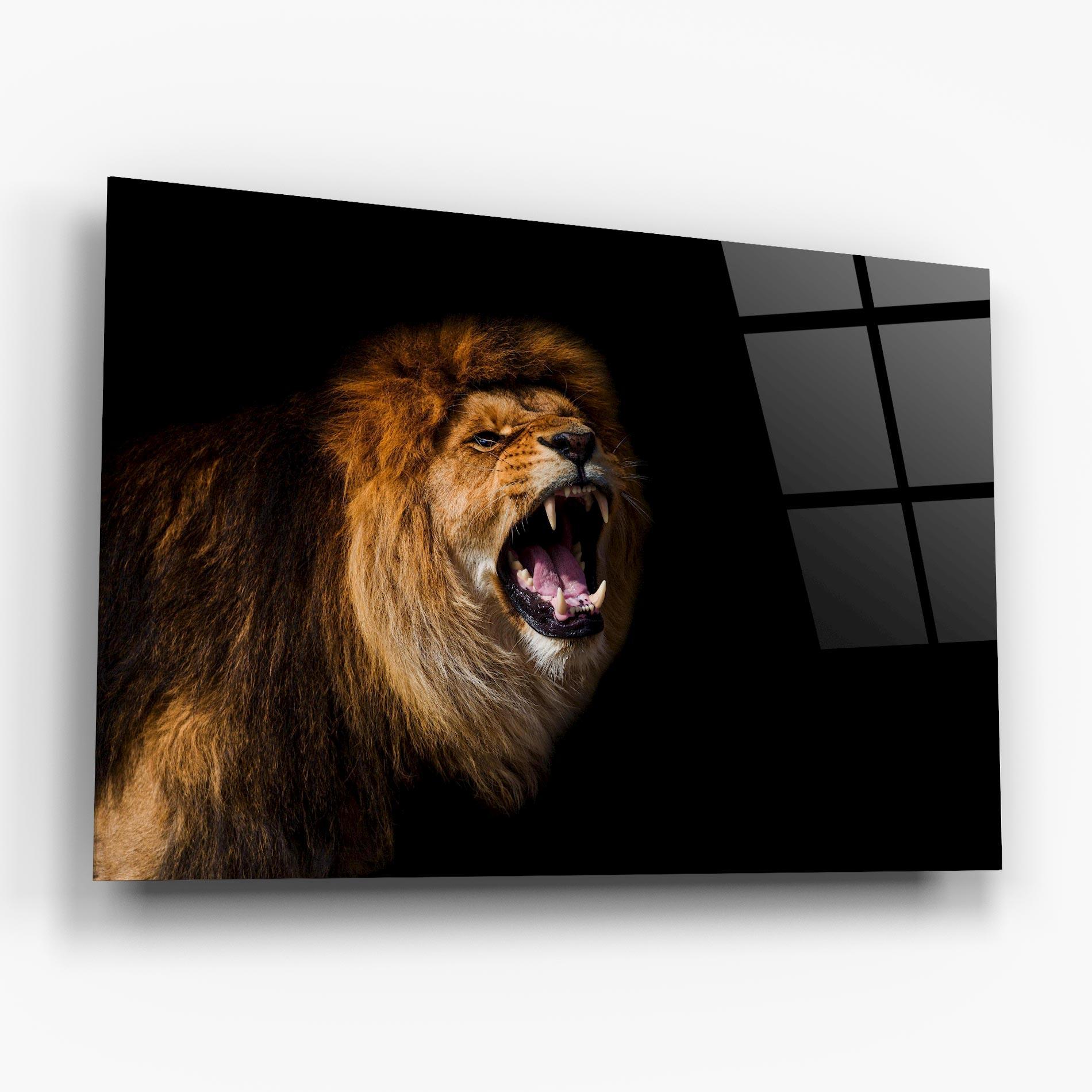 Tablou Sticla Beautiful Lion Portrait mockup 6