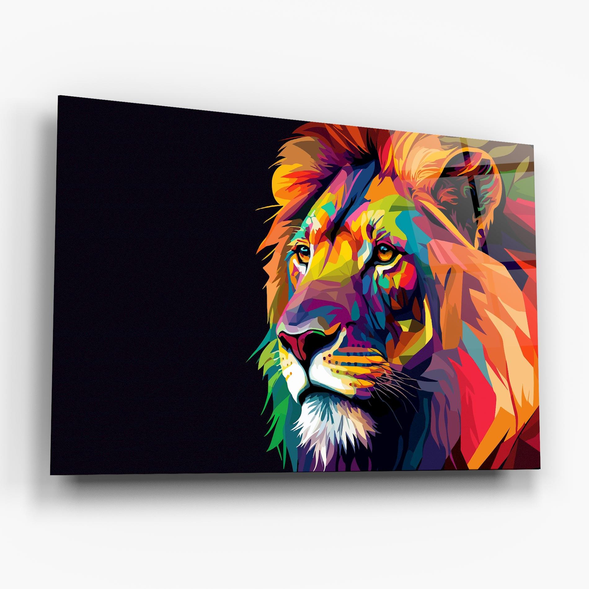 Tablou Sticla Colorful Lion mockup 6
