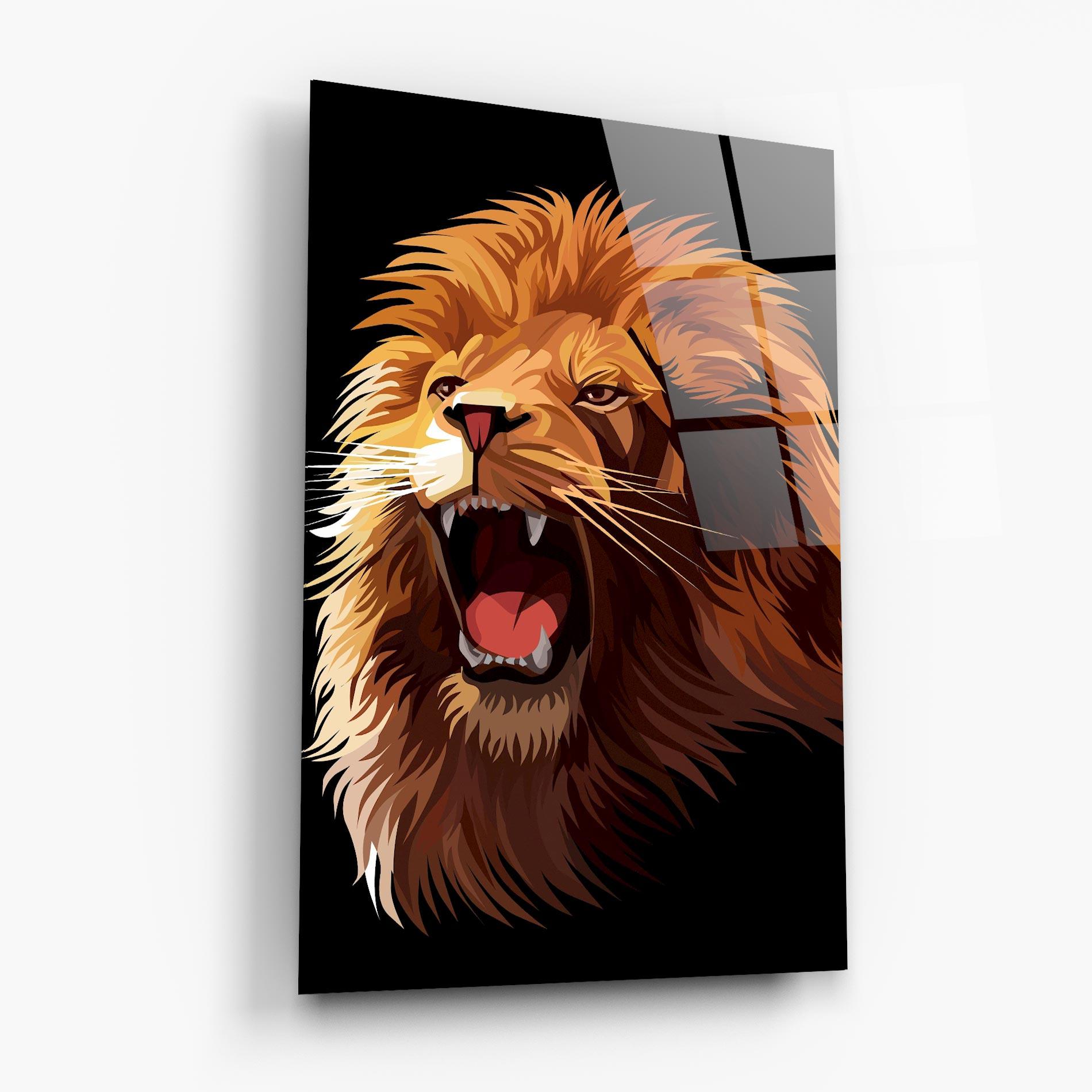 Tablou Sticla Angry Lion Head mockup 6