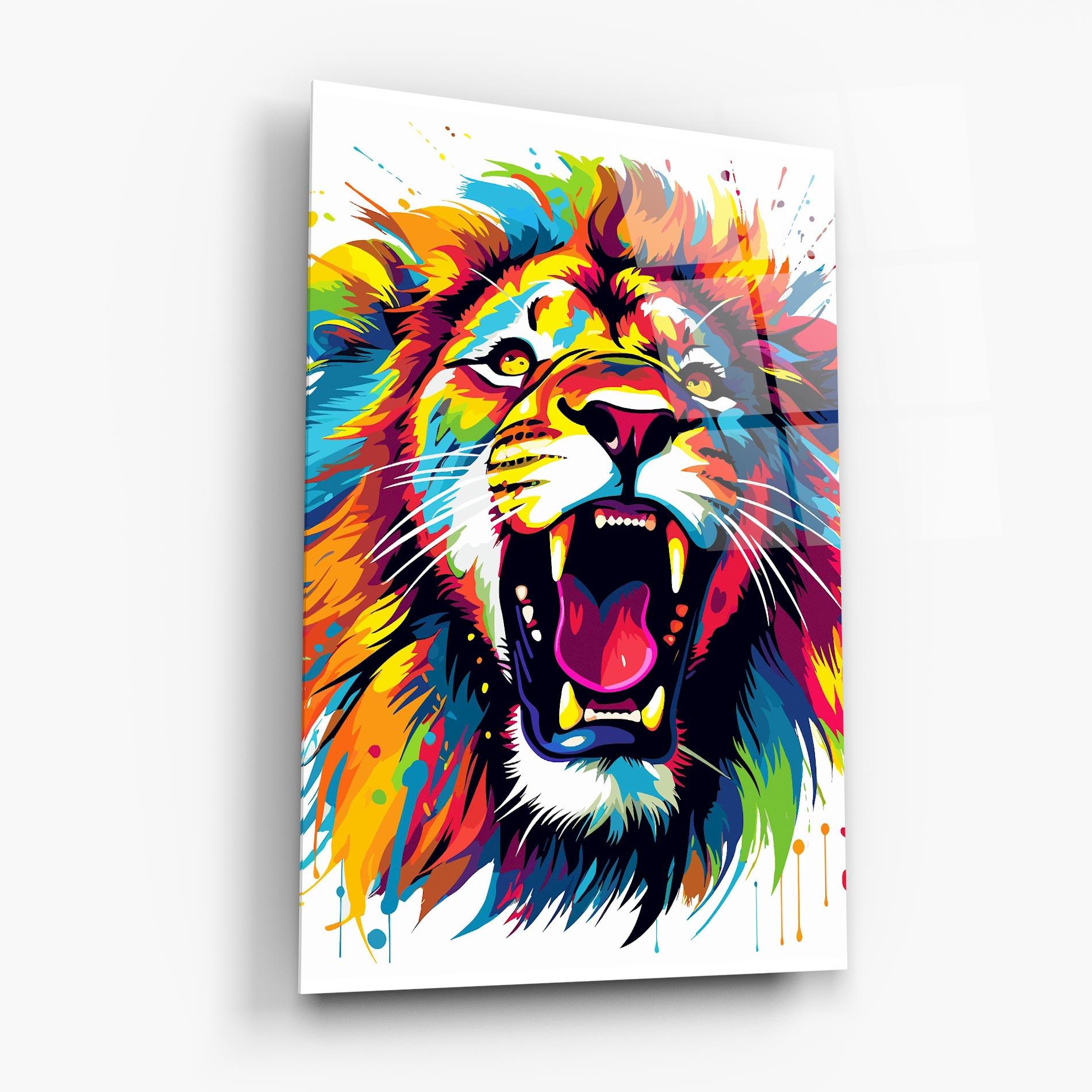 Tablou Sticla Angry Lion Mix mockup 6