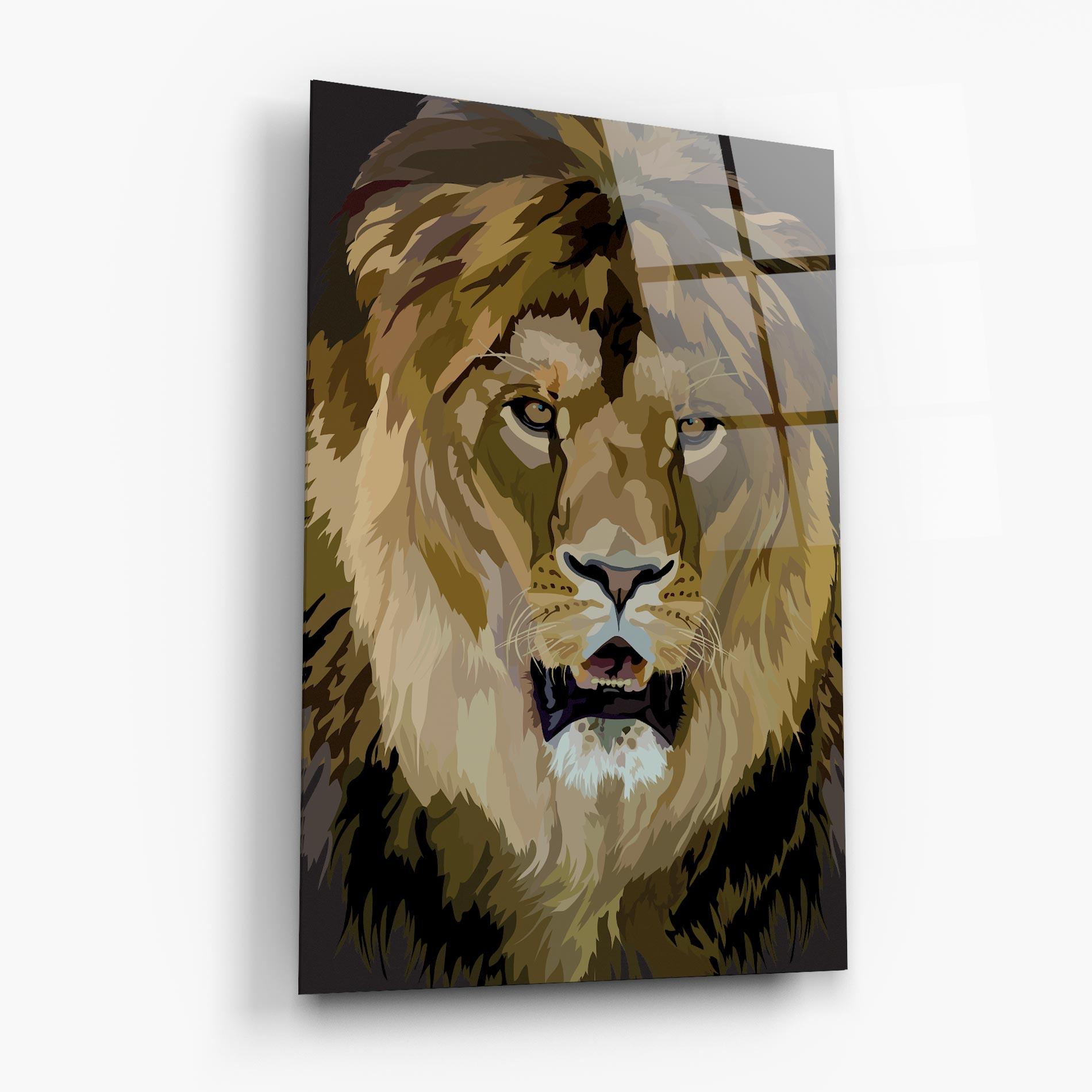 Tablou Sticla Beautiful Lion Art mockup 6
