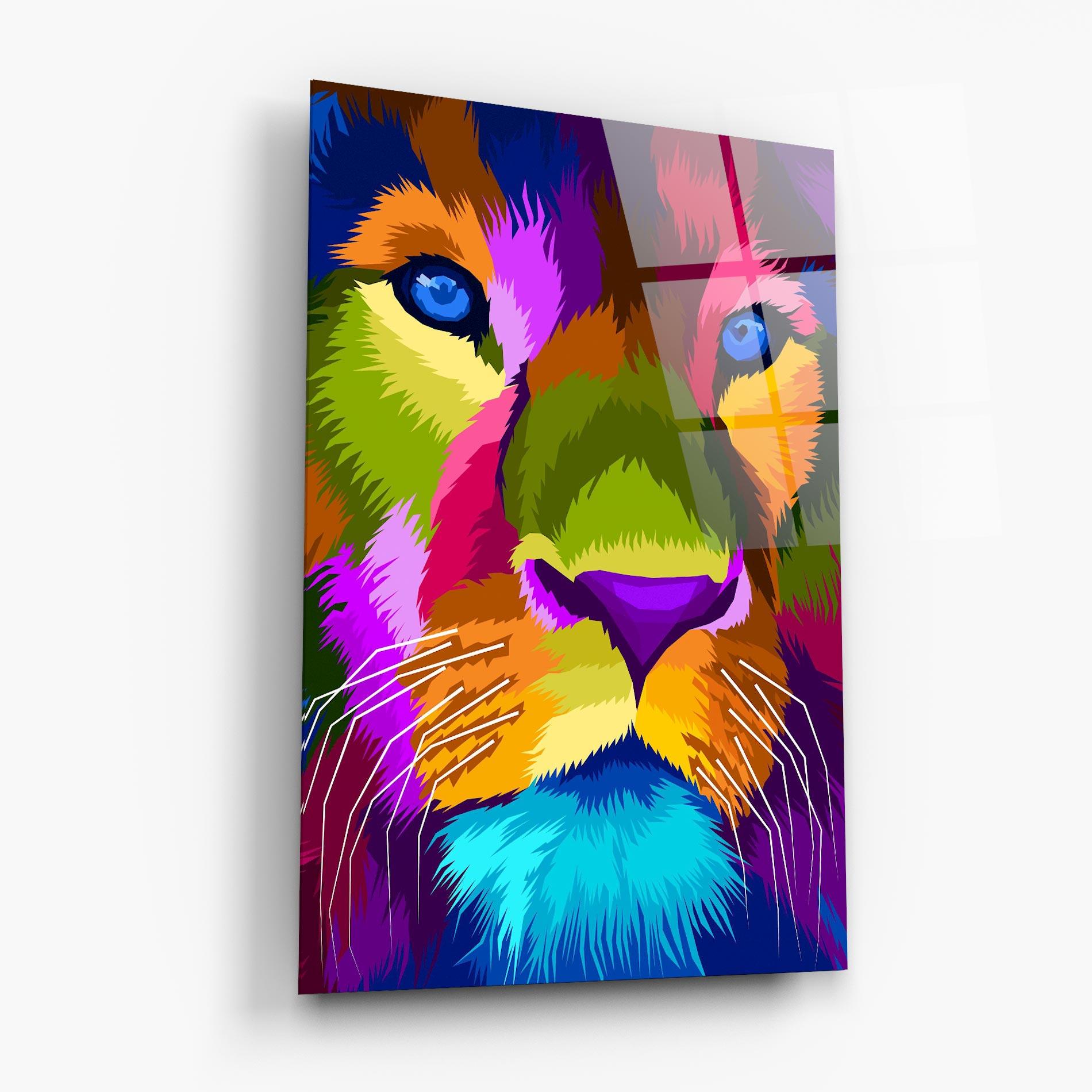 Tablou Sticla Color Lion Close Up mockup 6