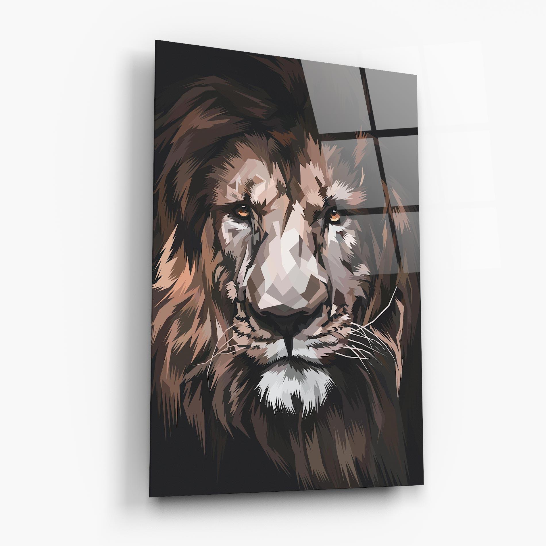 Tablou Sticla Lion Art Close Up mockup 6