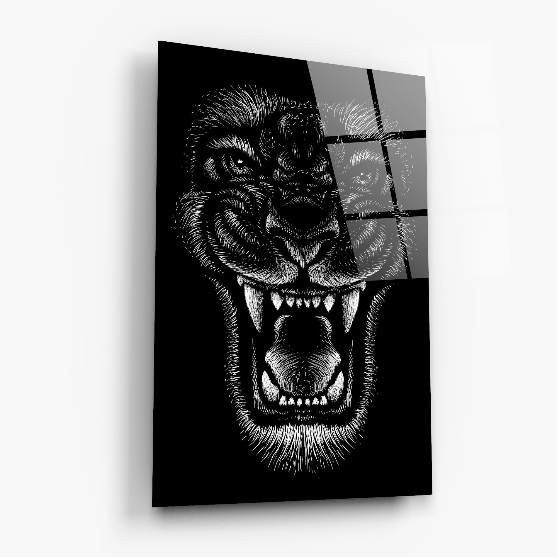 Tablou Sticla Lion Bite mockup 6
