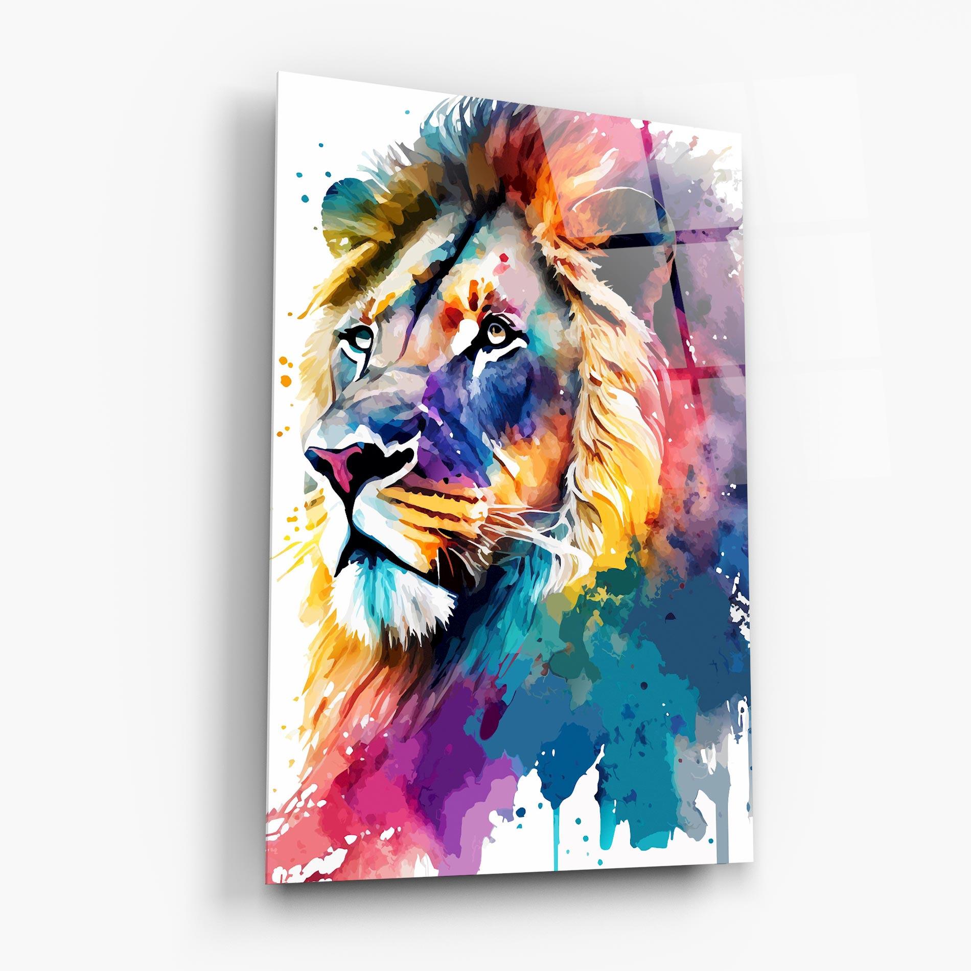 Tablou Sticla Vibrant Color Lion mockup 6