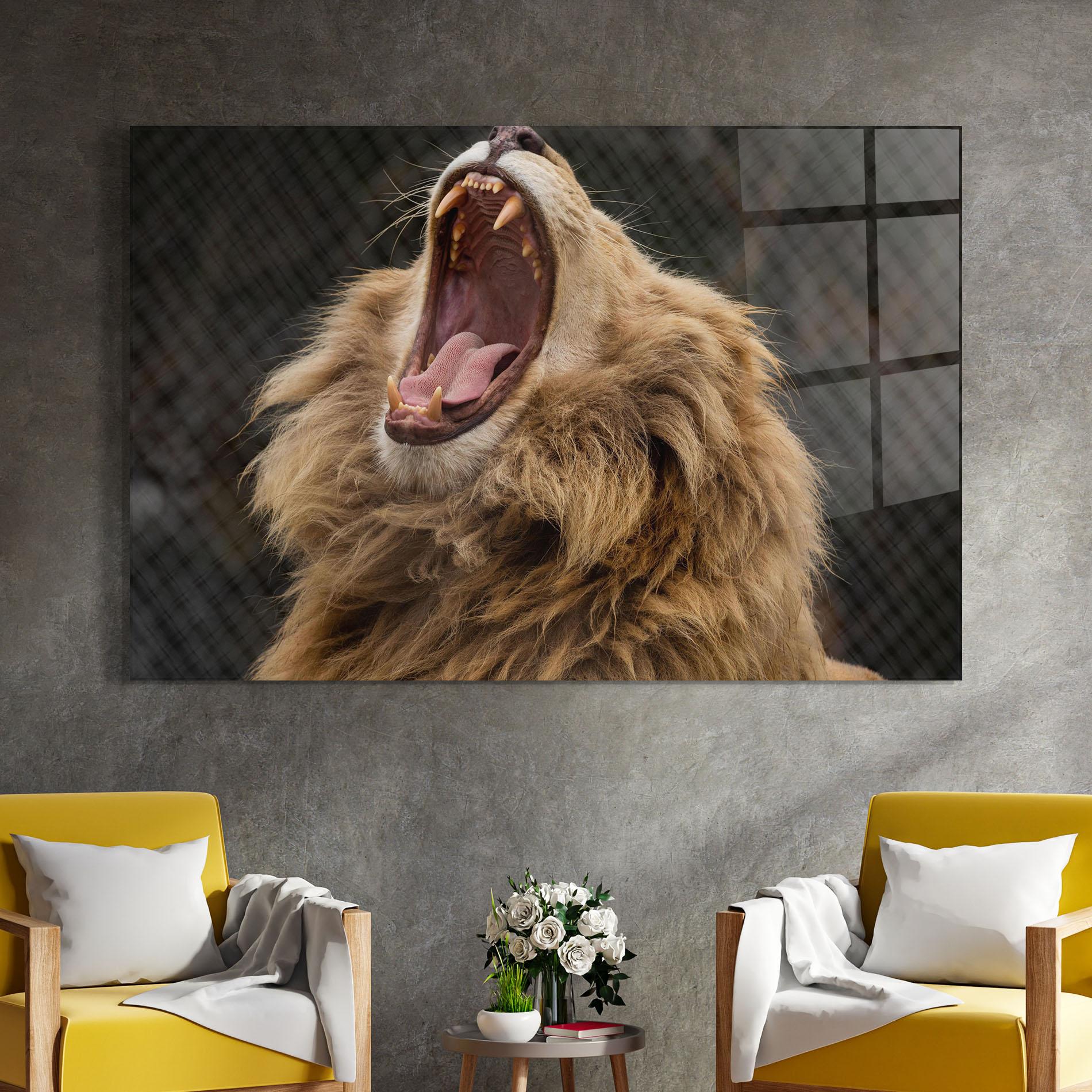 Tablou Sticla Angry Lion mockup 4