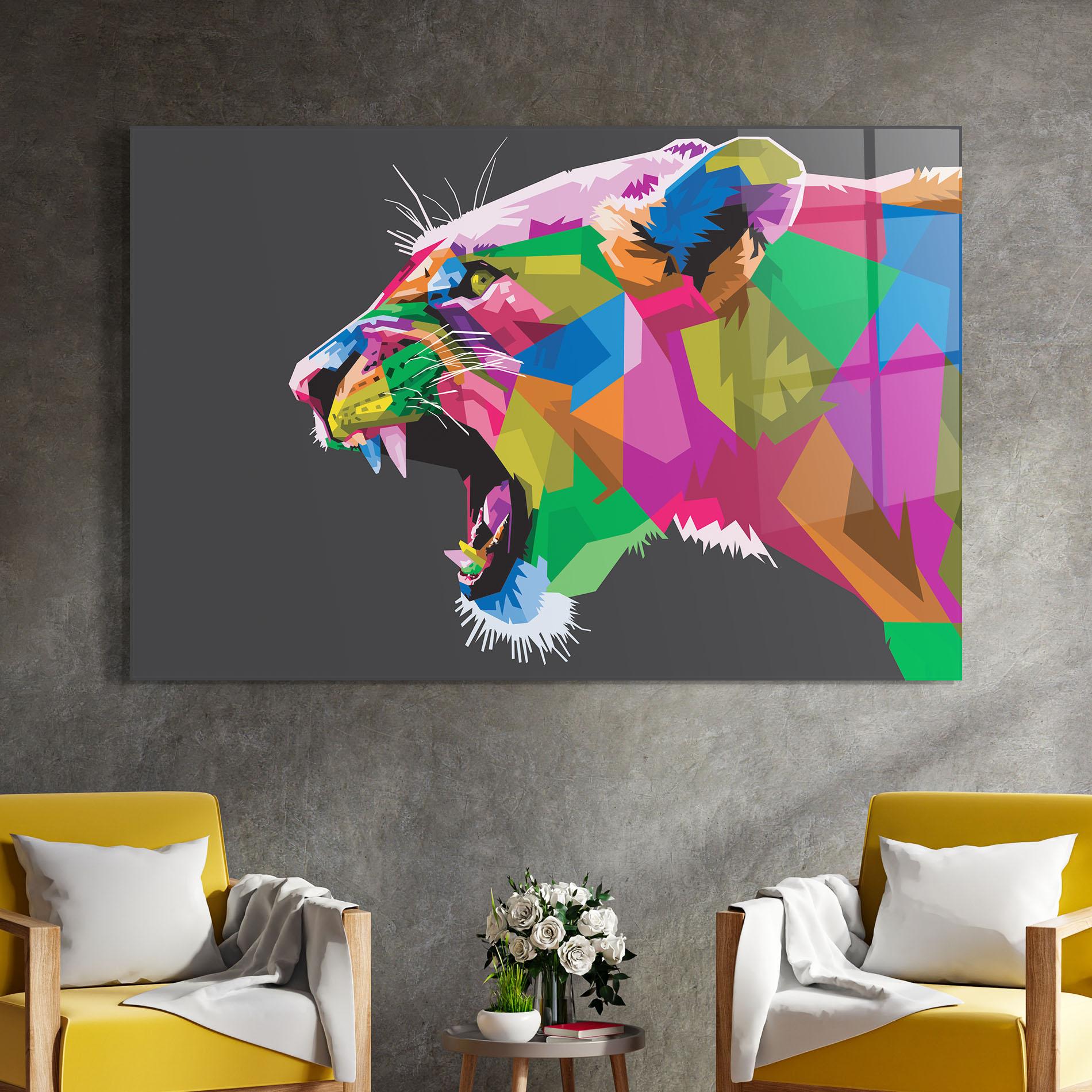 Tablou Sticla Female Lion Head mockup 4