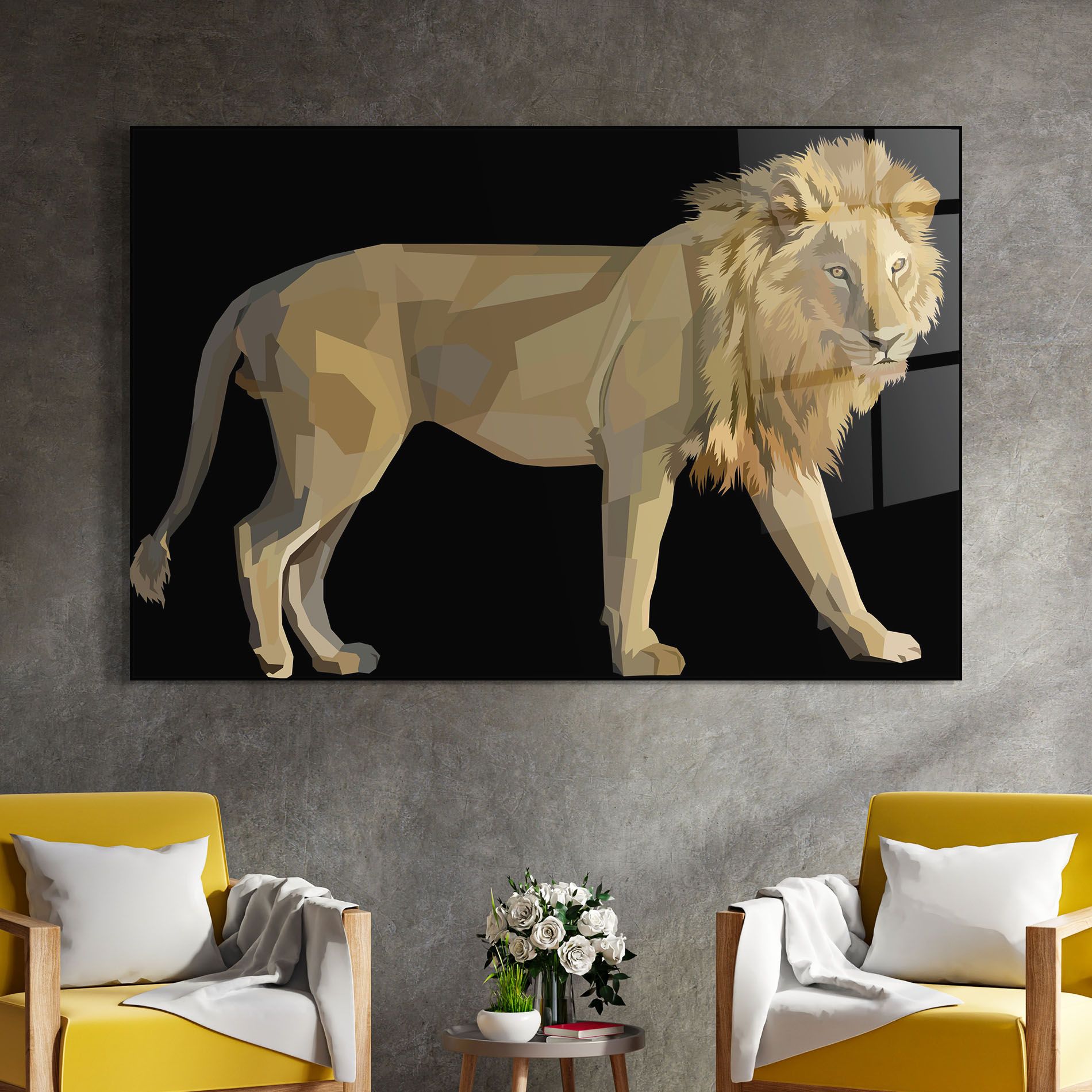 Lion Art On Black mockup 4