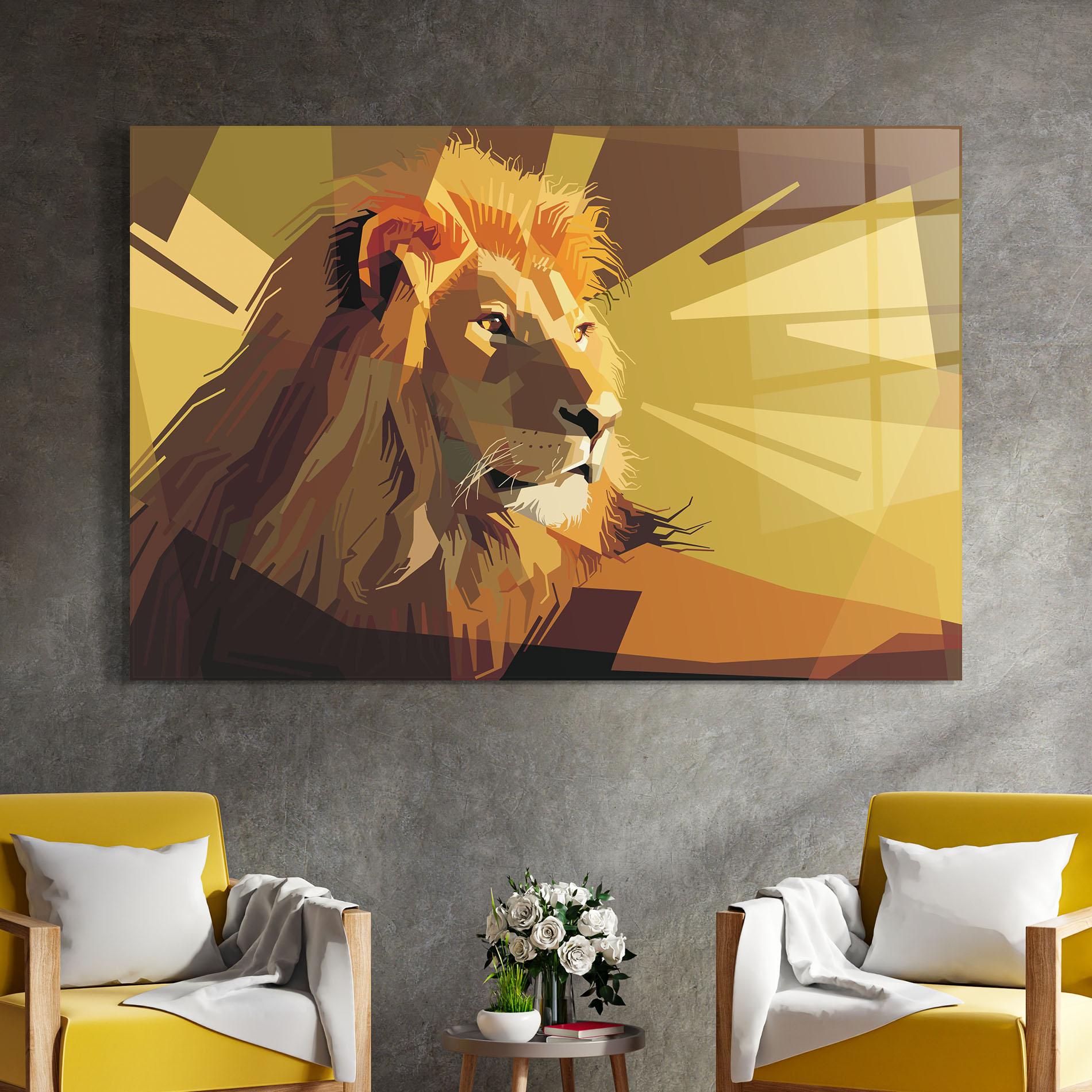 Tablou Sticla Lion Art mockup 4