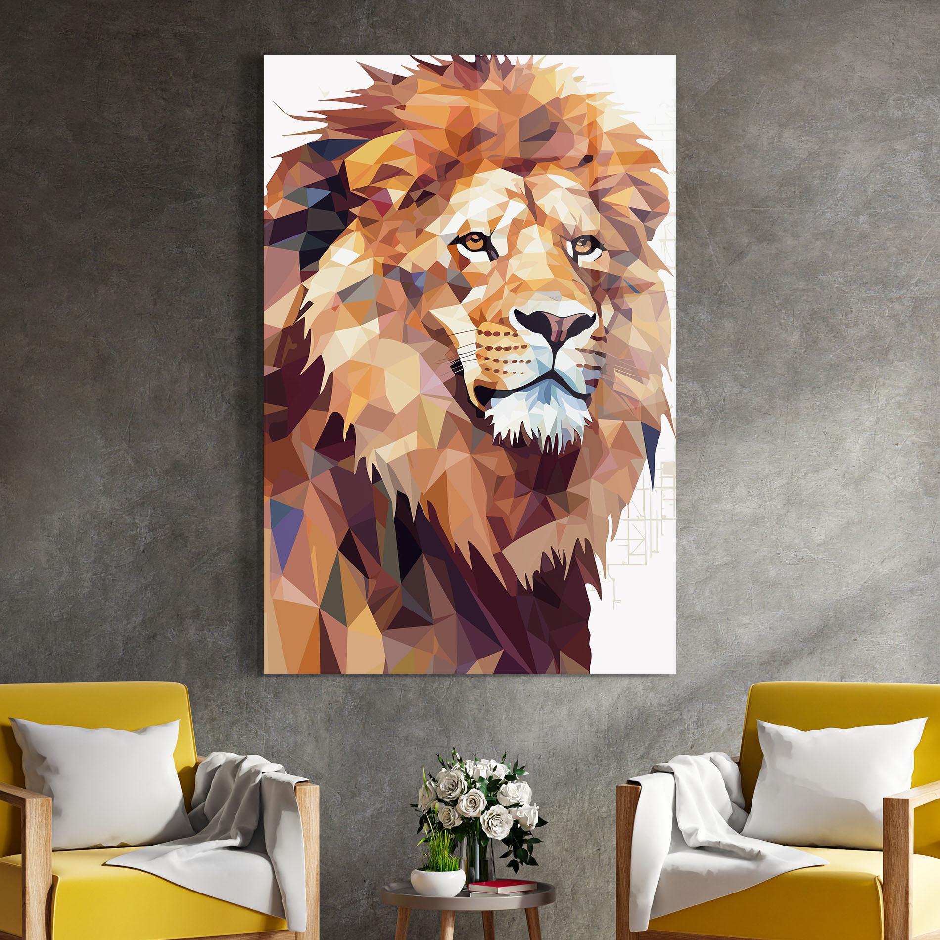 Tablou Sticla Artistic Lion Head mockup 4