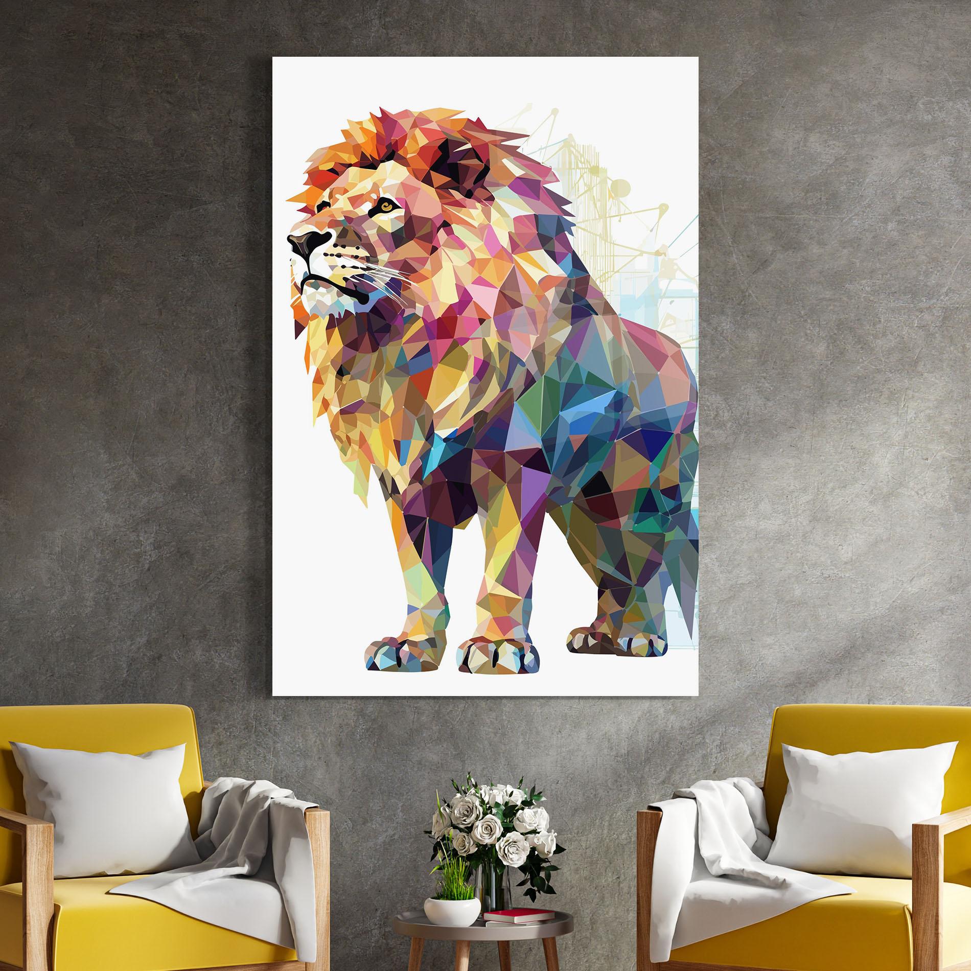 Tablou Sticla Artistic Lion mockup 4