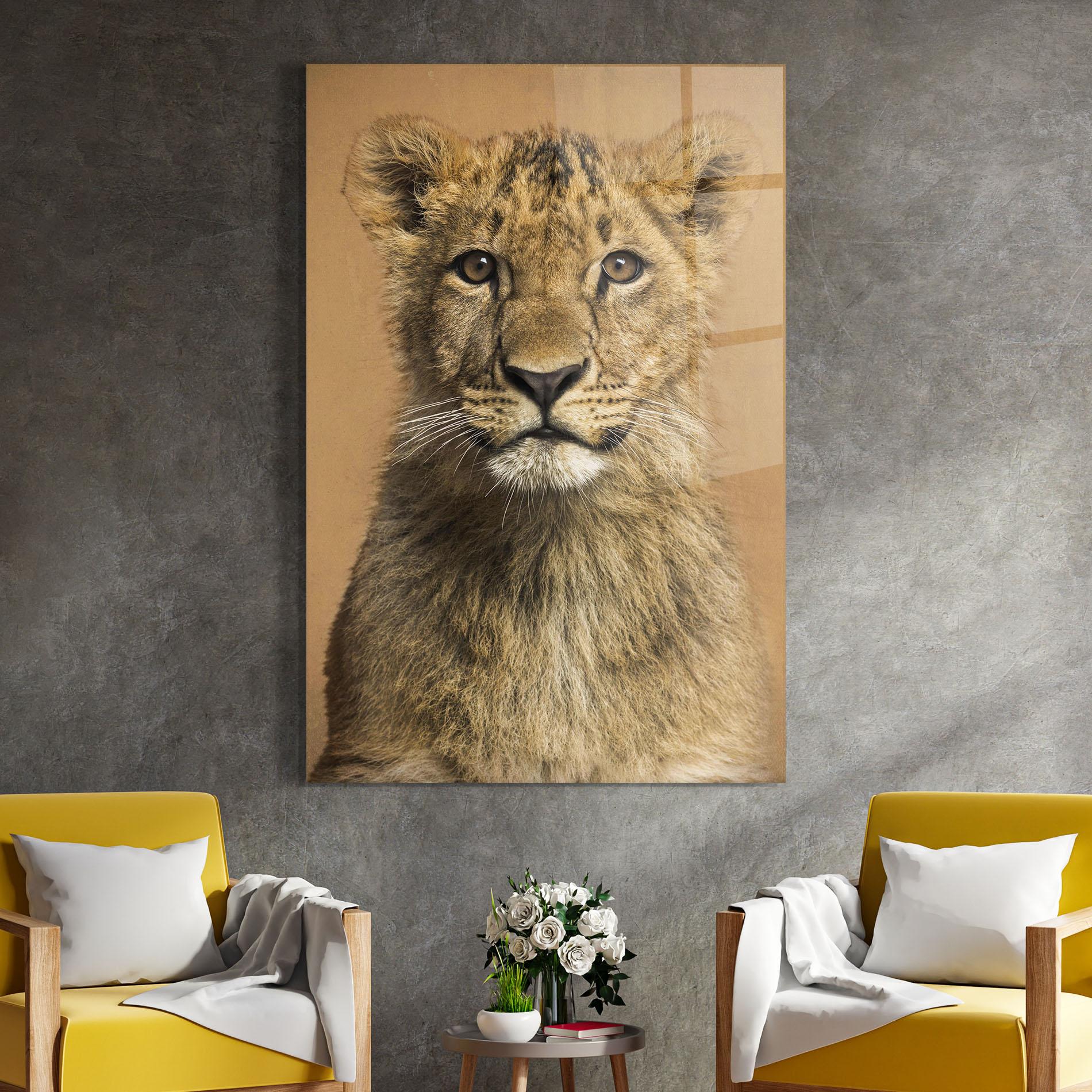 Tablou Sticla Baby Lion mockup 4
