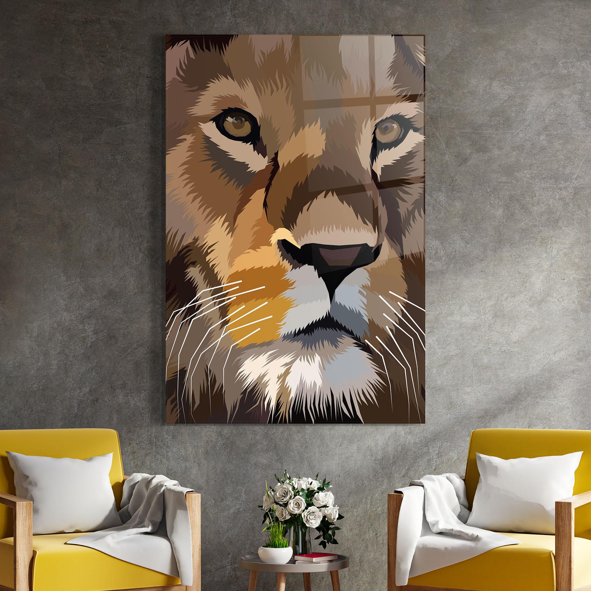 Tablou Sticla Cute Lion Art mockup 4