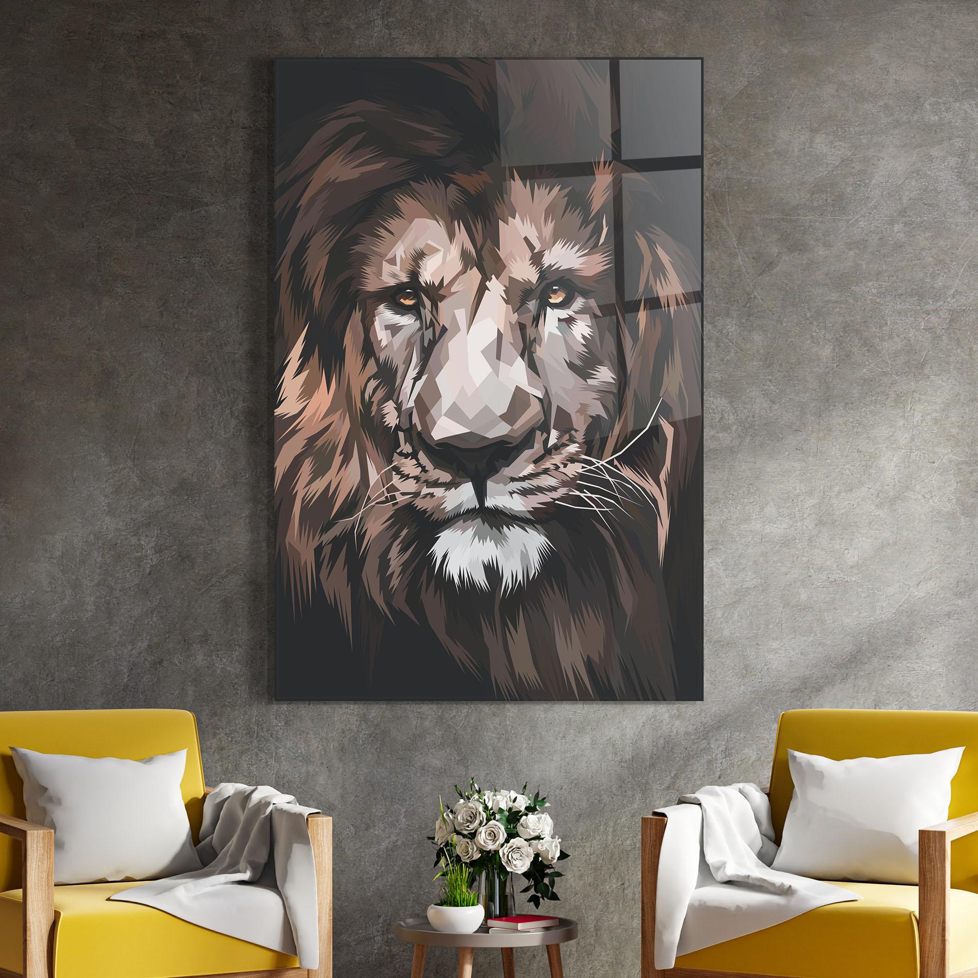 Tablou Sticla Lion Art Close Up mockup 4