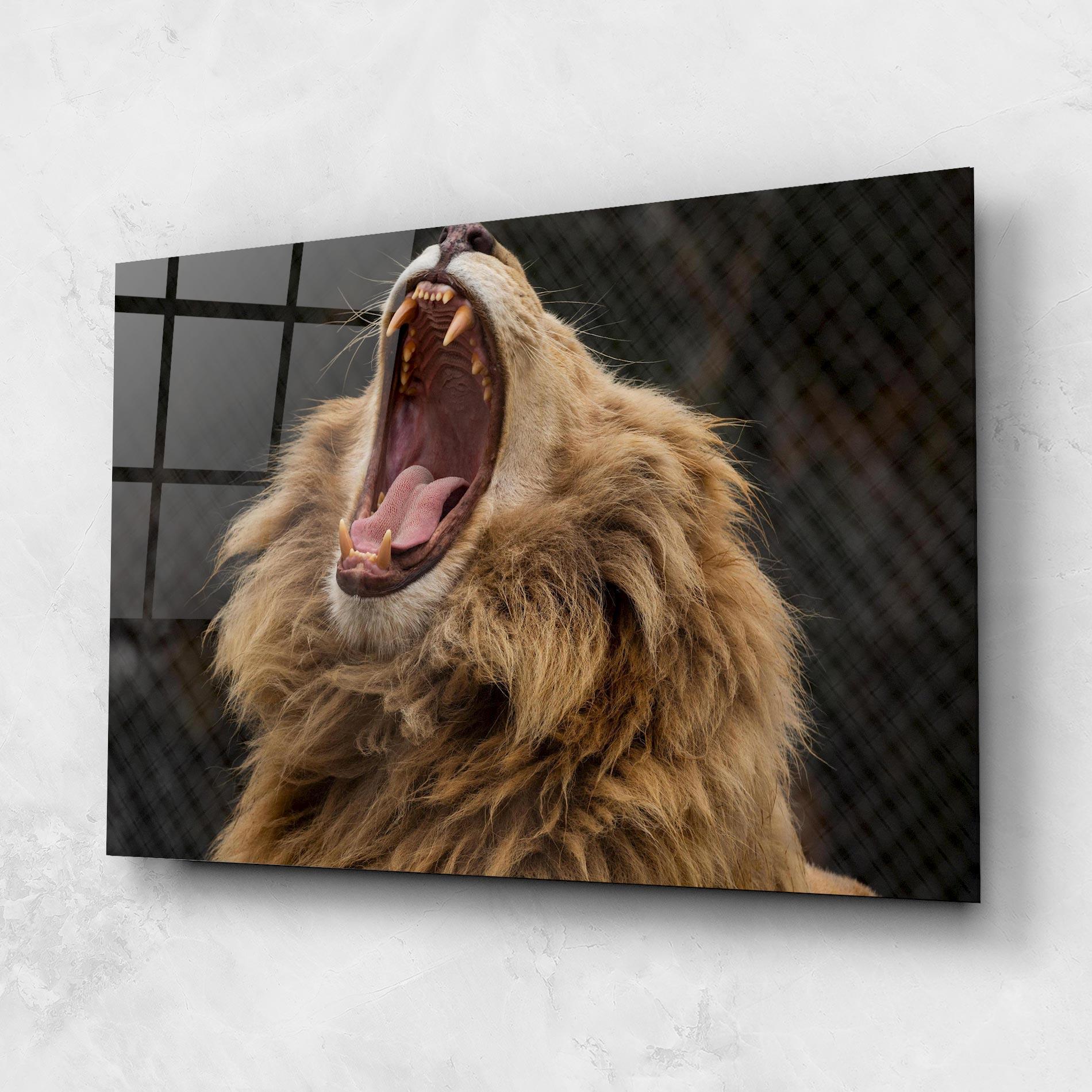 Tablou Sticla Angry Lion mockup 1
