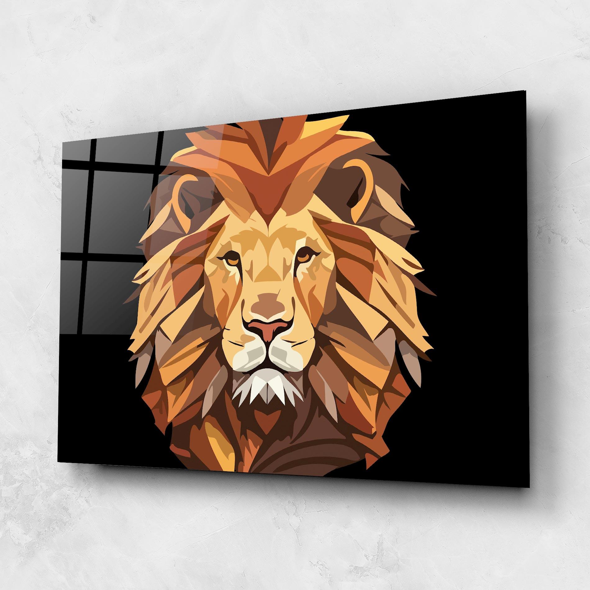 Tablou Sticla Cartoon Lion mockup 1