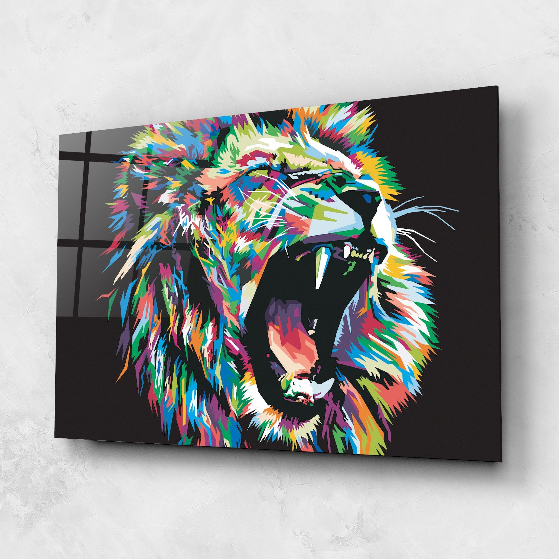 Tablou Sticla Green Blue Lion mockup 1