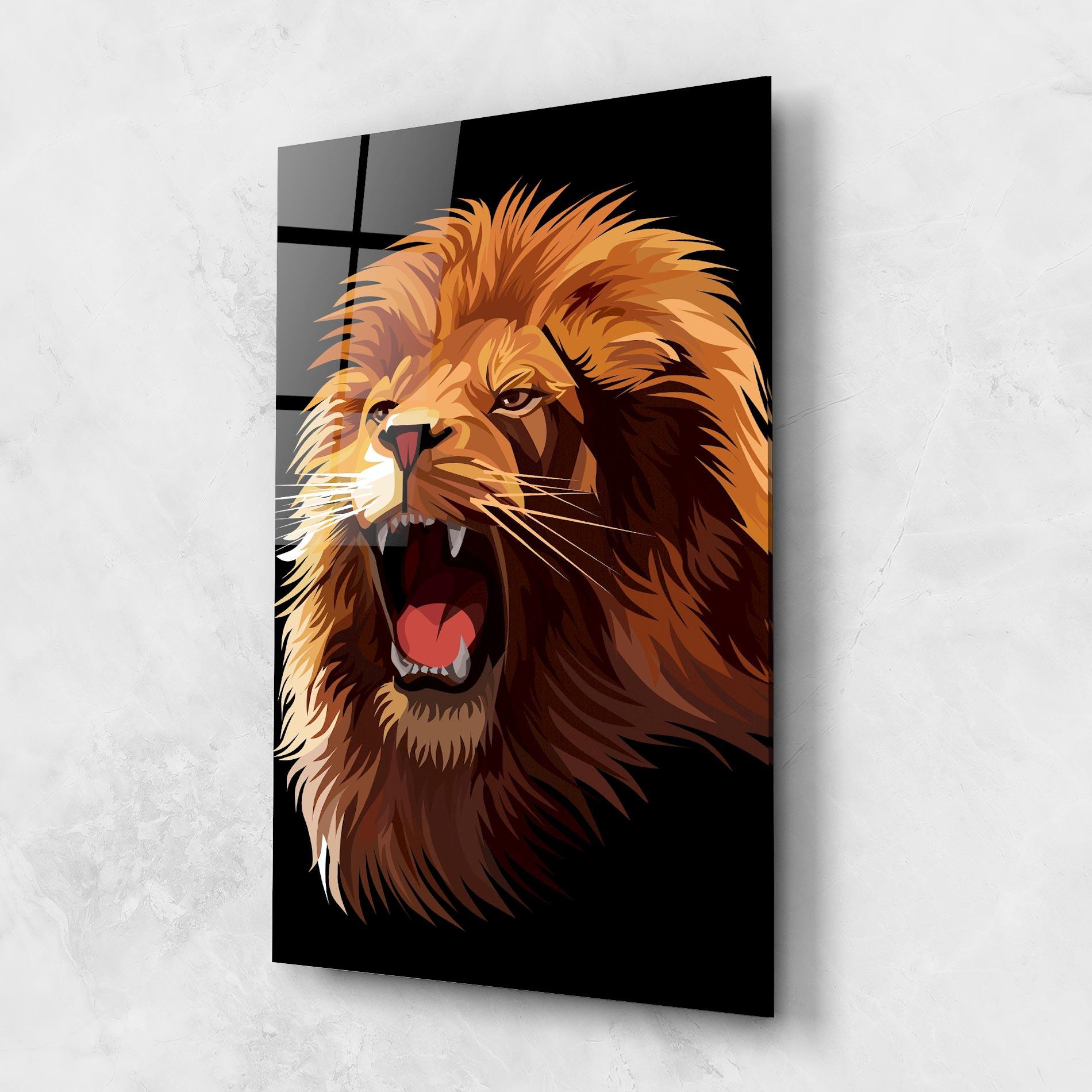 Tablou Sticla Angry Lion Head mockup 1