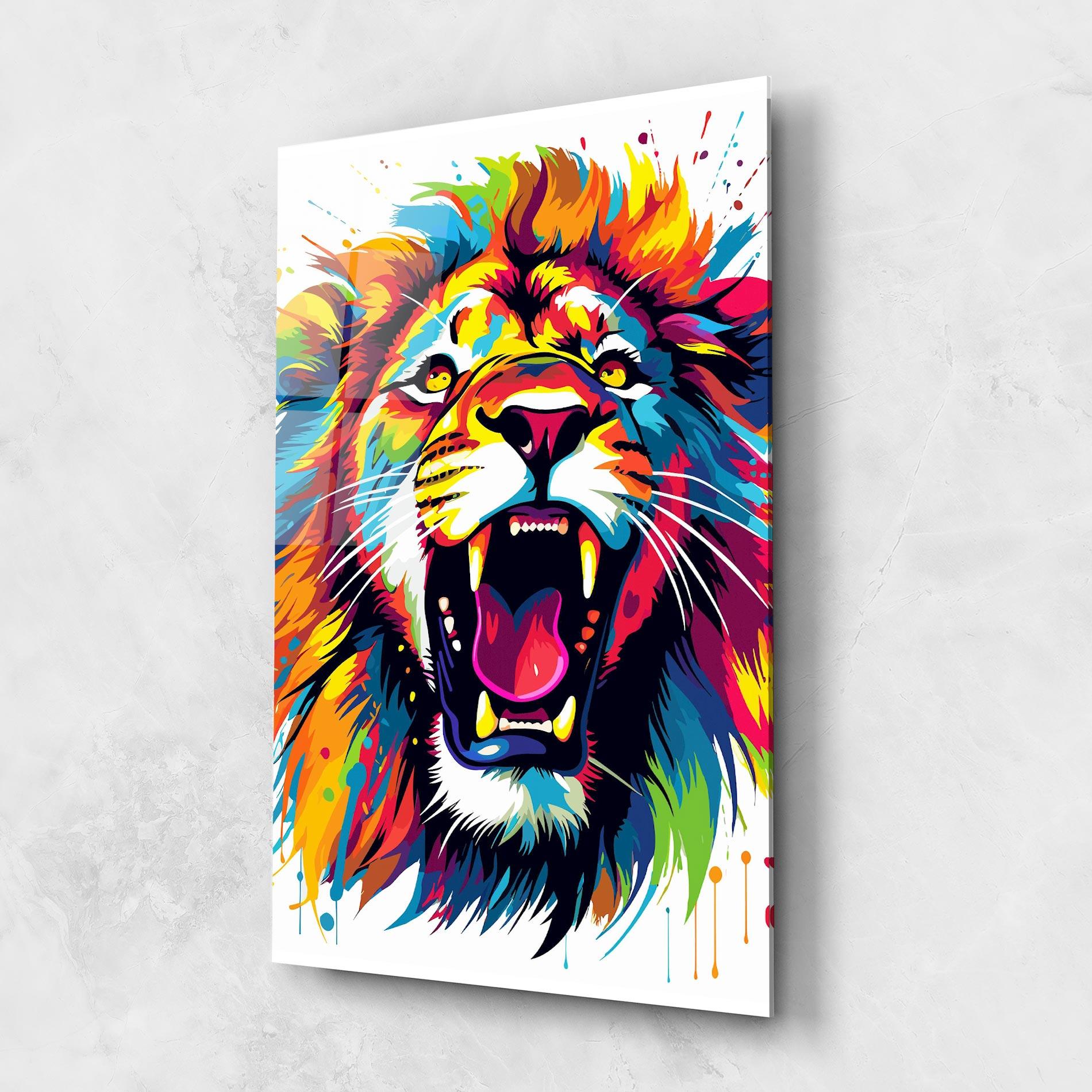 Tablou Sticla Angry Lion Mix mockup 1