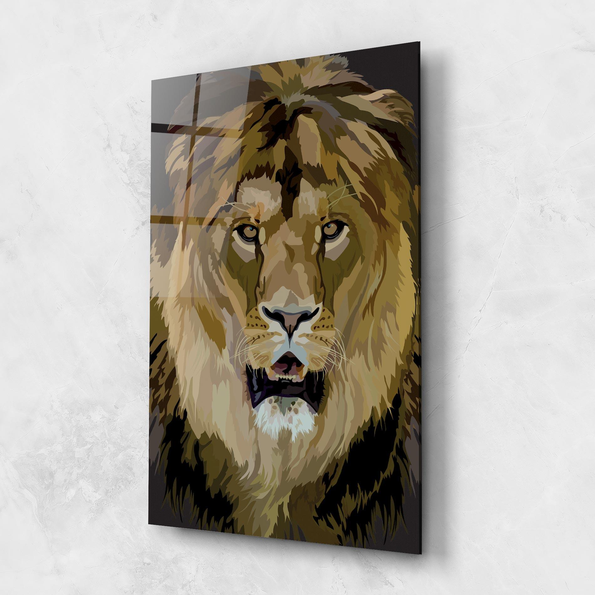 Tablou Sticla Beautiful Lion Art mockup 1