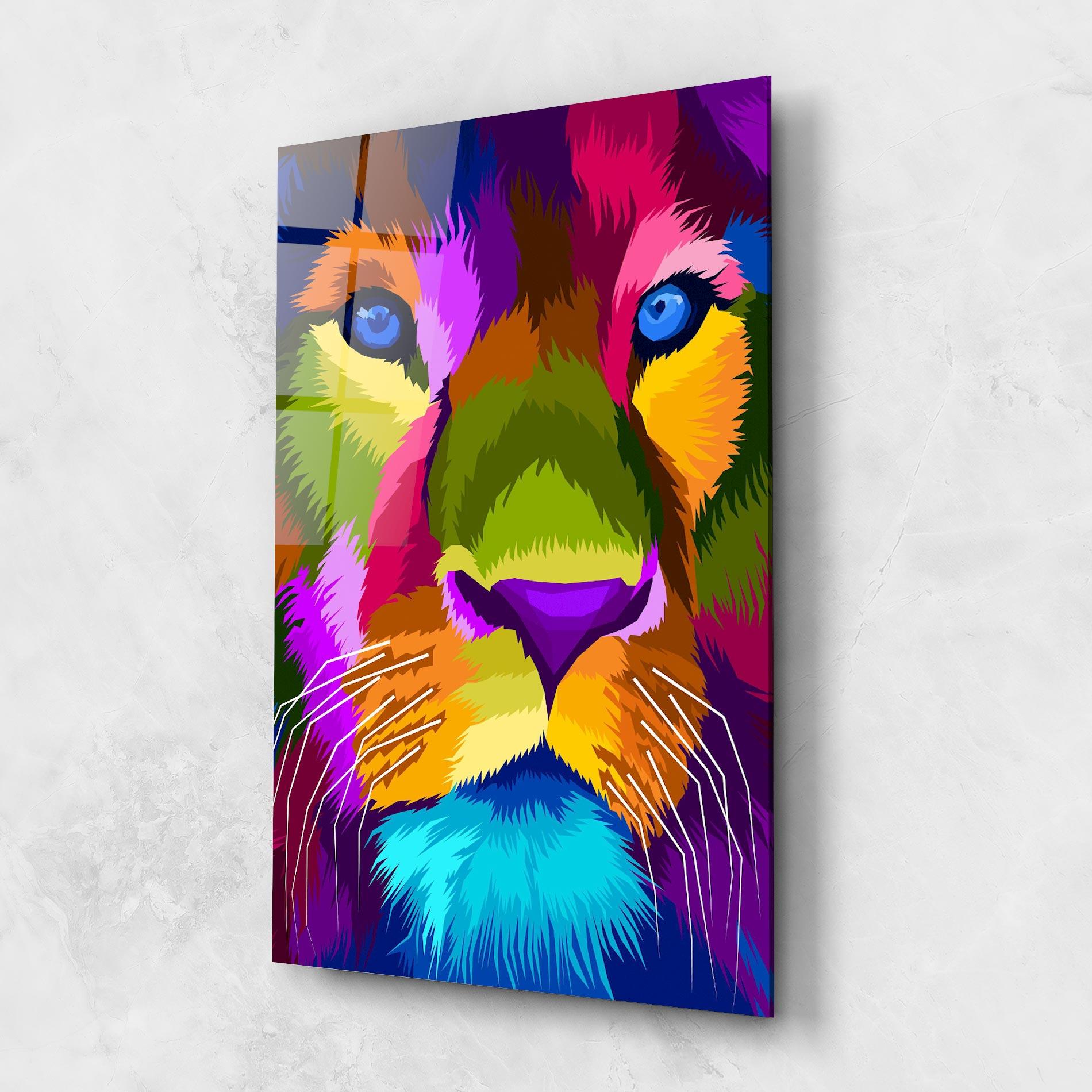 Tablou Sticla Color Lion Close Up mockup 1
