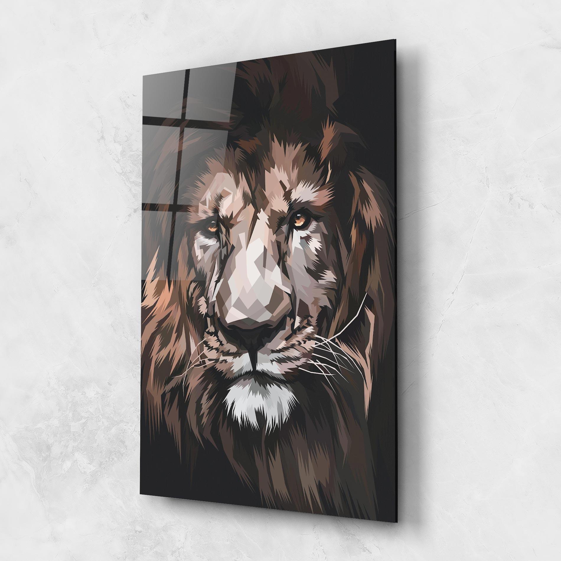 Tablou Sticla Lion Art Close Up mockup 1