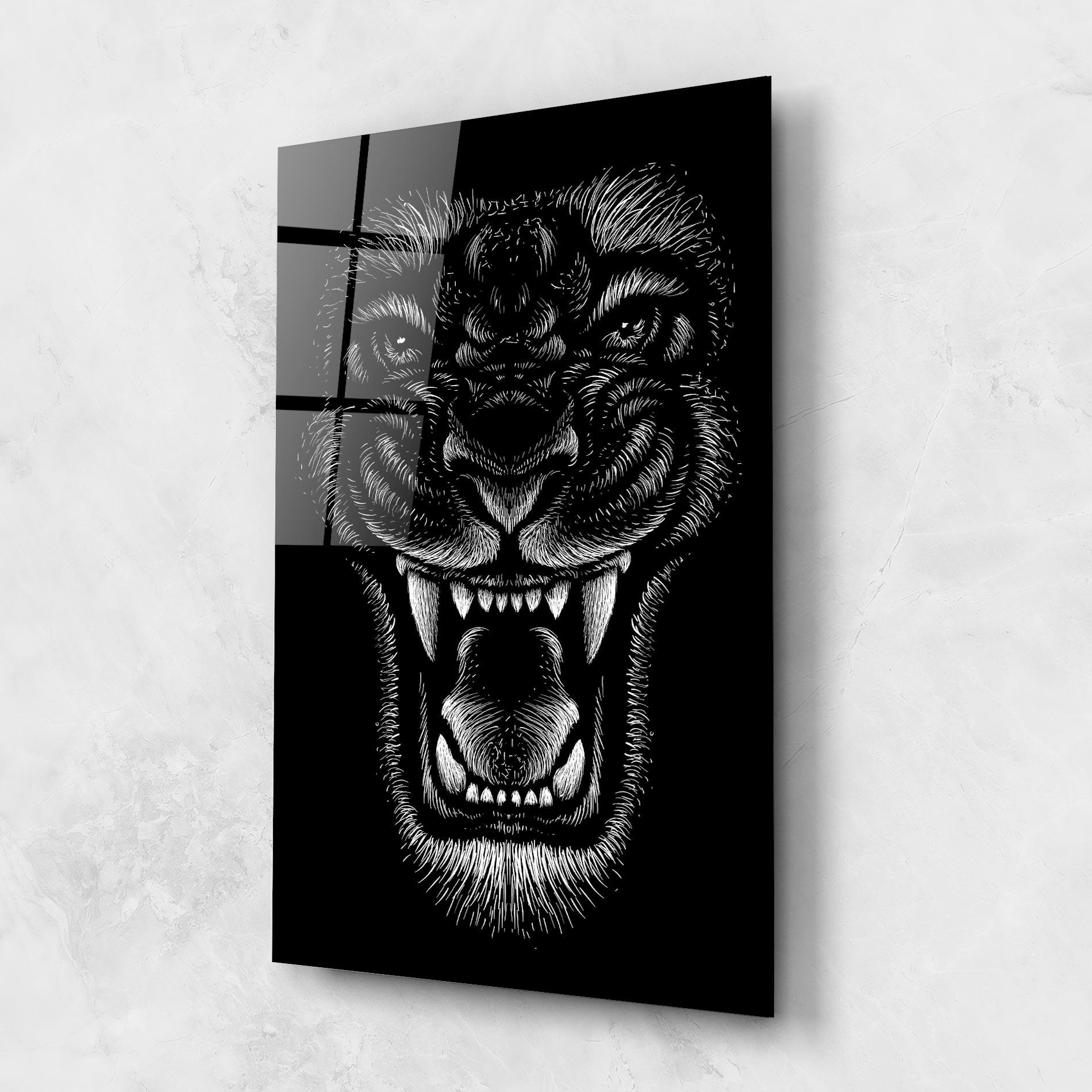 Tablou Sticla Lion Bite mockup 1