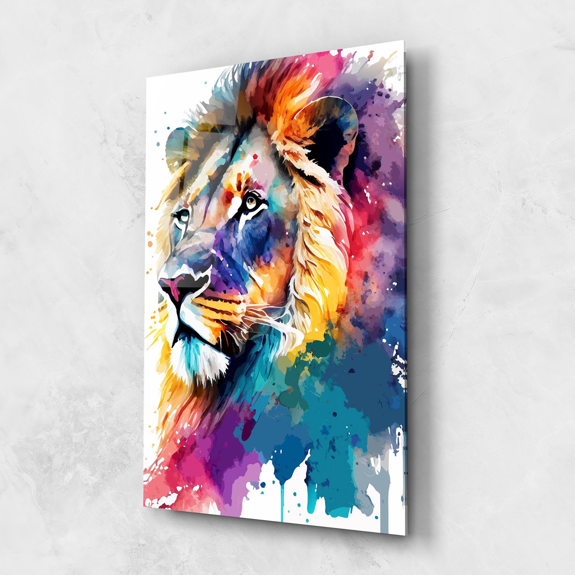 Tablou Sticla Vibrant Color Lion mockup 1