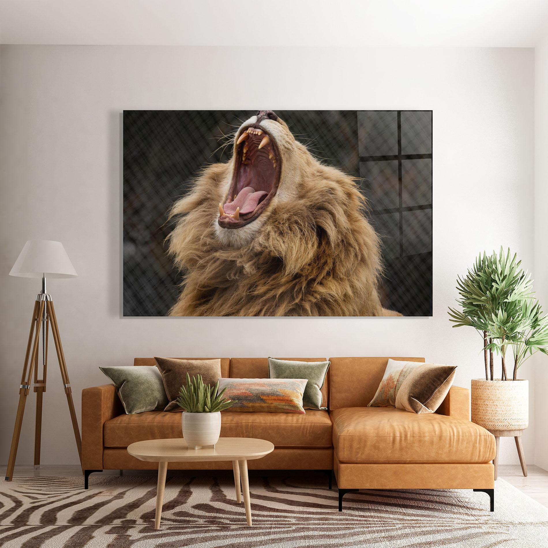 Tablou Sticla Angry Lion mockup 7