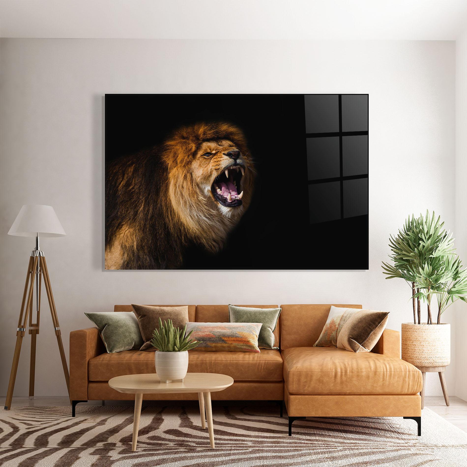 Tablou Sticla Beautiful Lion Portrait mockup 7